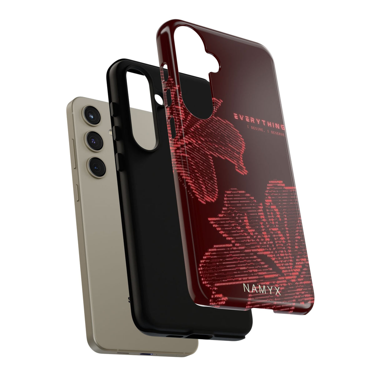 Floral Tough Phone Case — 'Everything' Burgundy Protective Cover