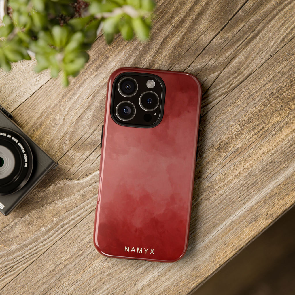 Red Watercolor Tough Phone Case — Durable Protective iPhone Cover