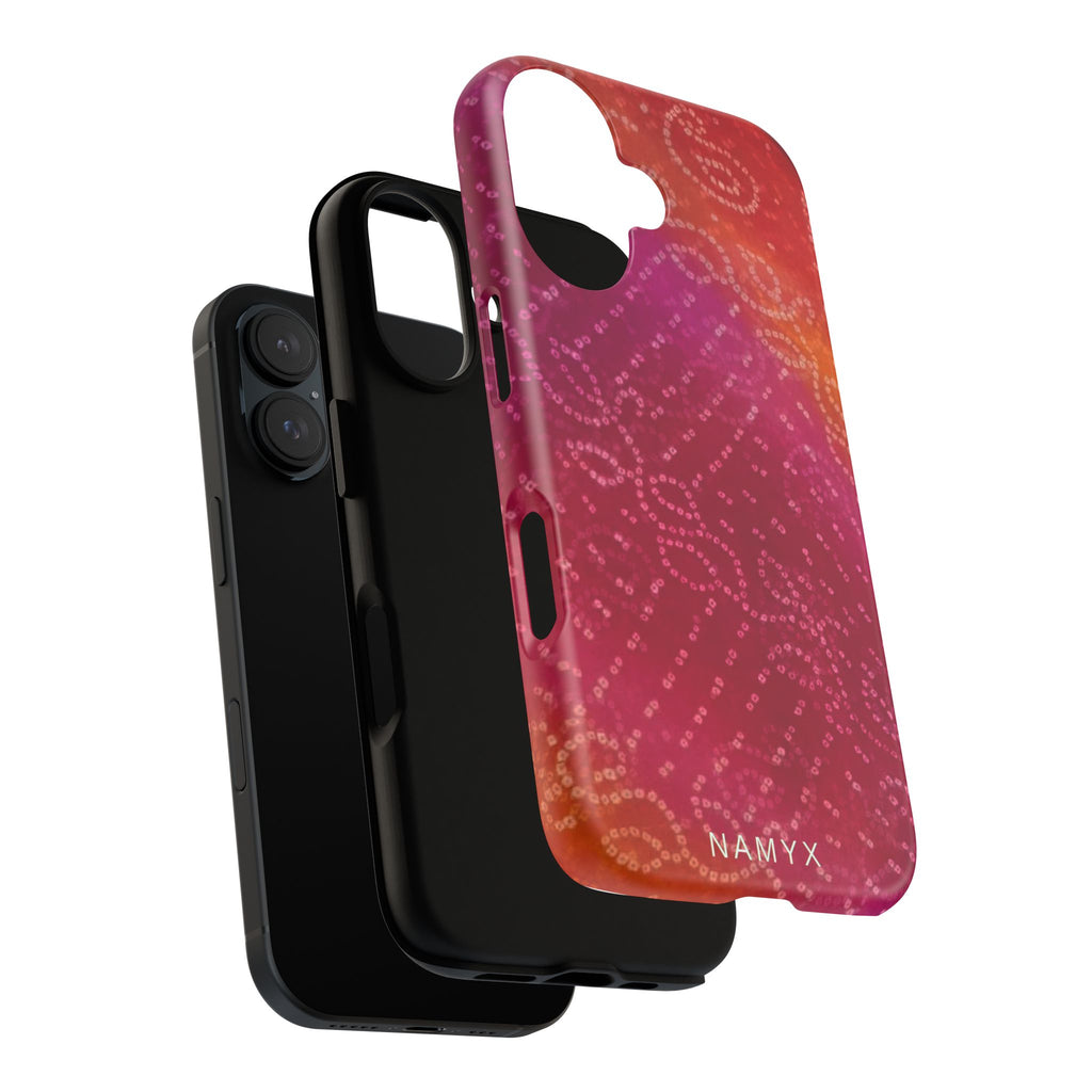 Floral Bandana Tough Case — Protective Phone Case with Pink Orange Paisley Design