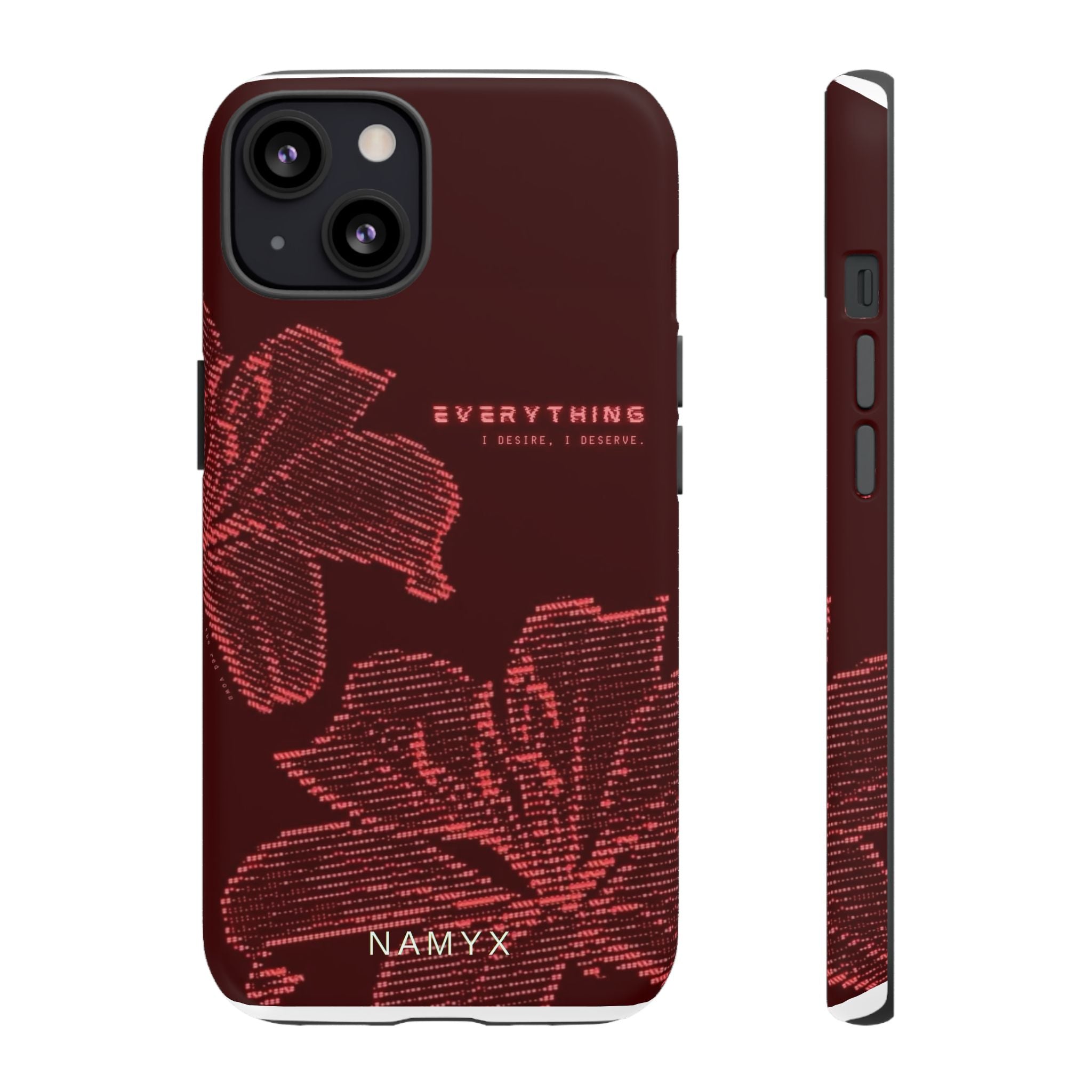 Floral Tough Phone Case — 'Everything' Burgundy Protective Cover