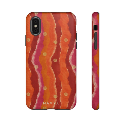 Abstract Red Waves Phone Case — Bold Orange & Pink Protective Tough Case