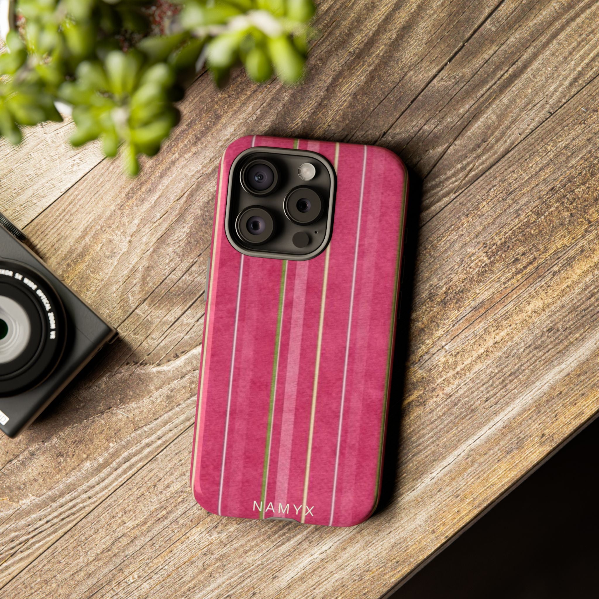 Pink Vertical Stripe Tough Phone Case — Durable Protective iPhone Cover with Subtle Vintage Stripes