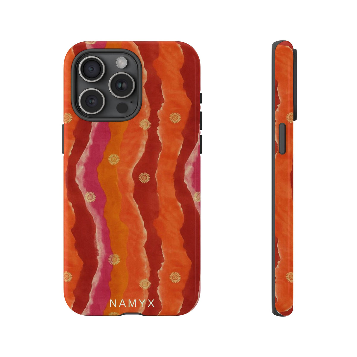 Abstract Red Waves Phone Case — Bold Orange & Pink Protective Tough Case
