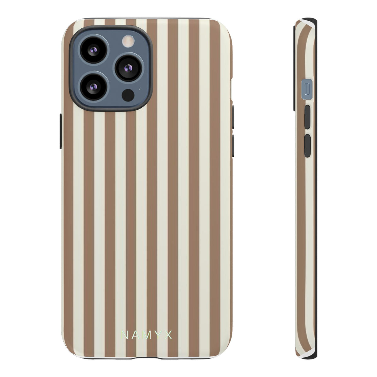 Striped Beige Phone Case — Classic Vertical Brown & Cream Stripe Tough Case