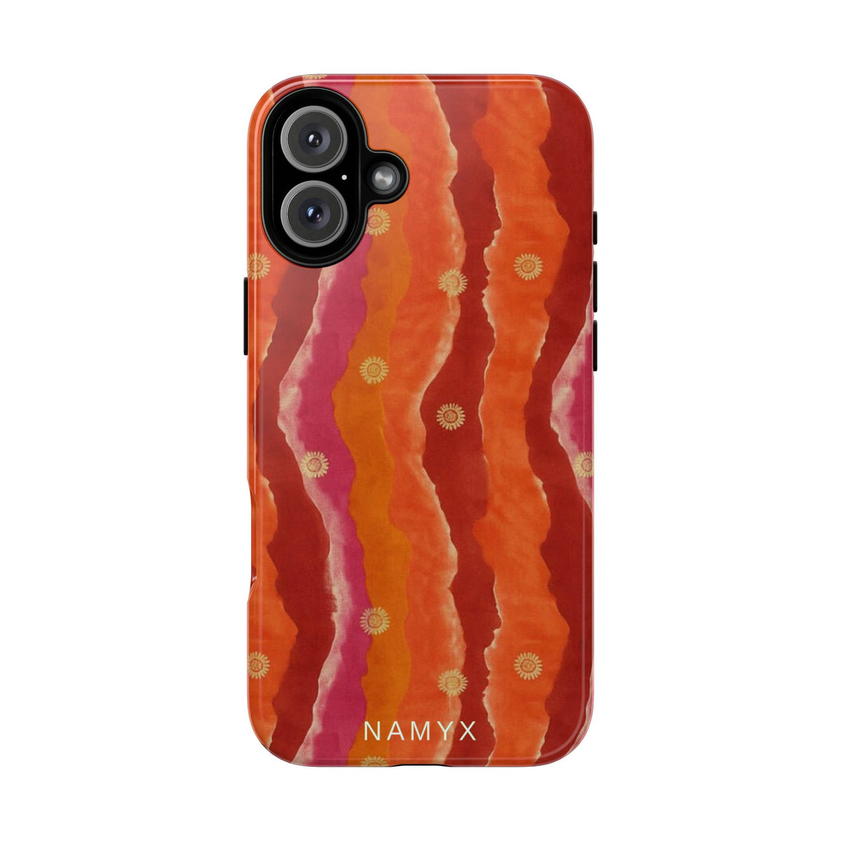 Abstract Red Waves Phone Case — Bold Orange & Pink Protective Tough Case