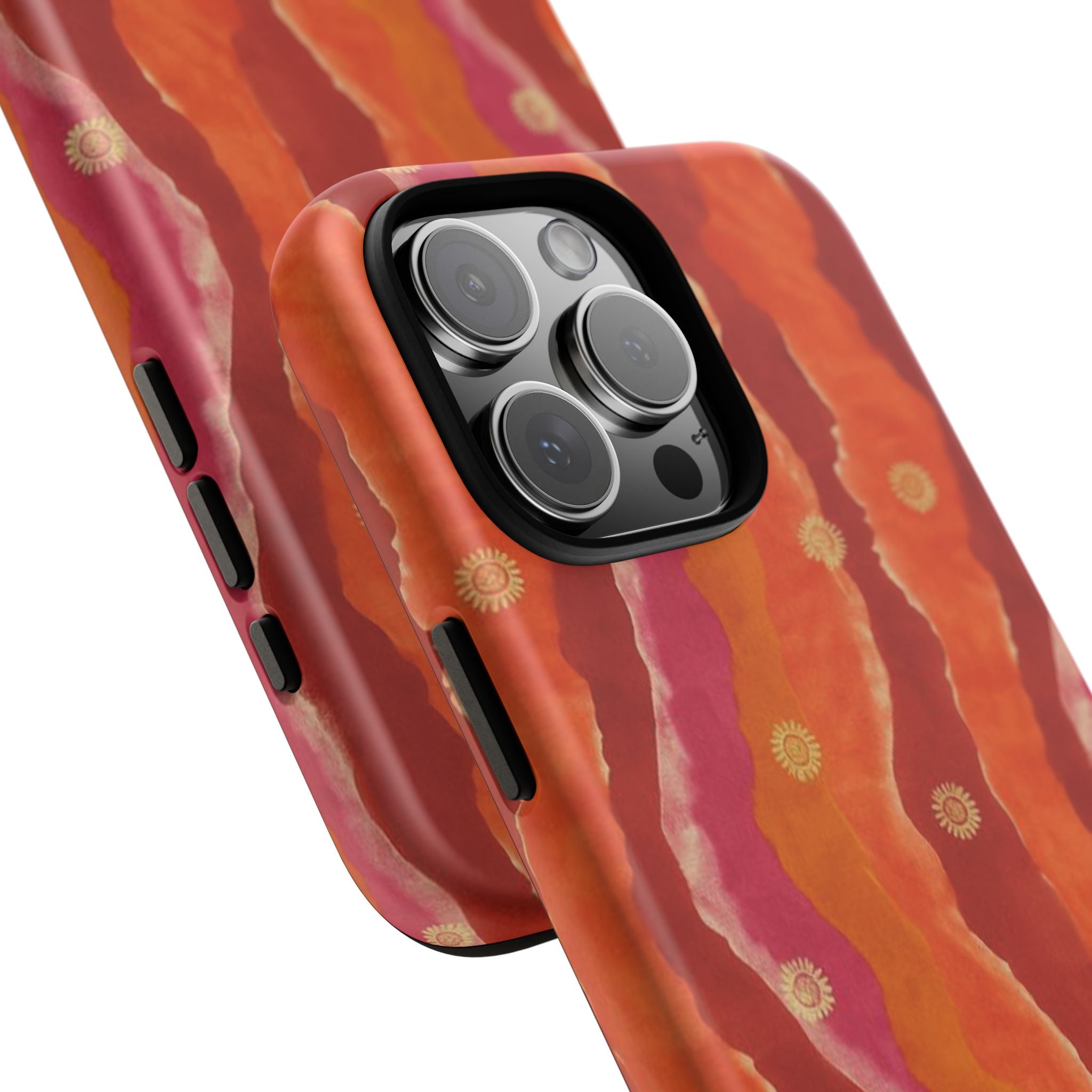 Abstract Red Waves Phone Case — Bold Orange & Pink Protective Tough Case
