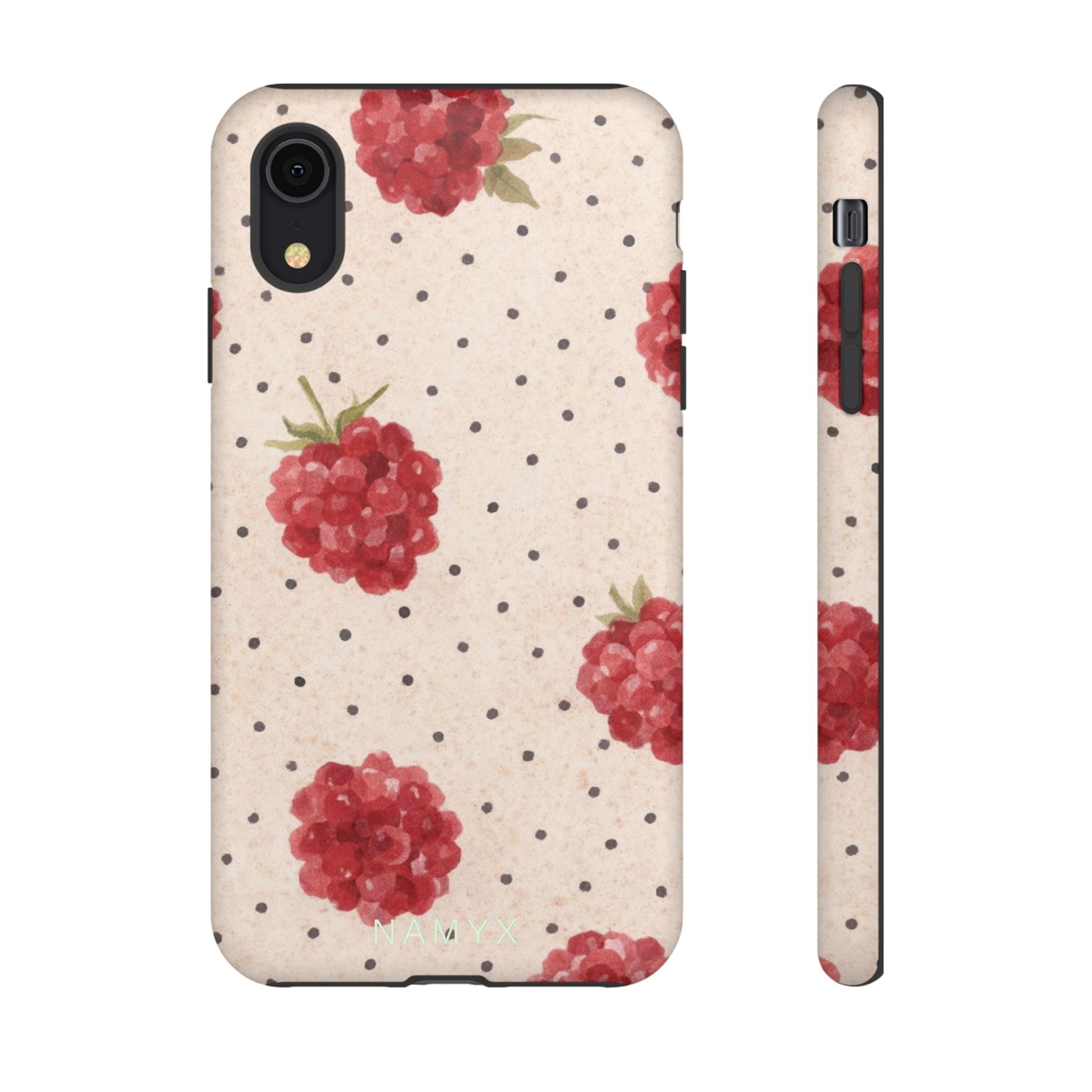 Raspberry Dotted Tough Phone Case — Vintage Floral Protective Cover