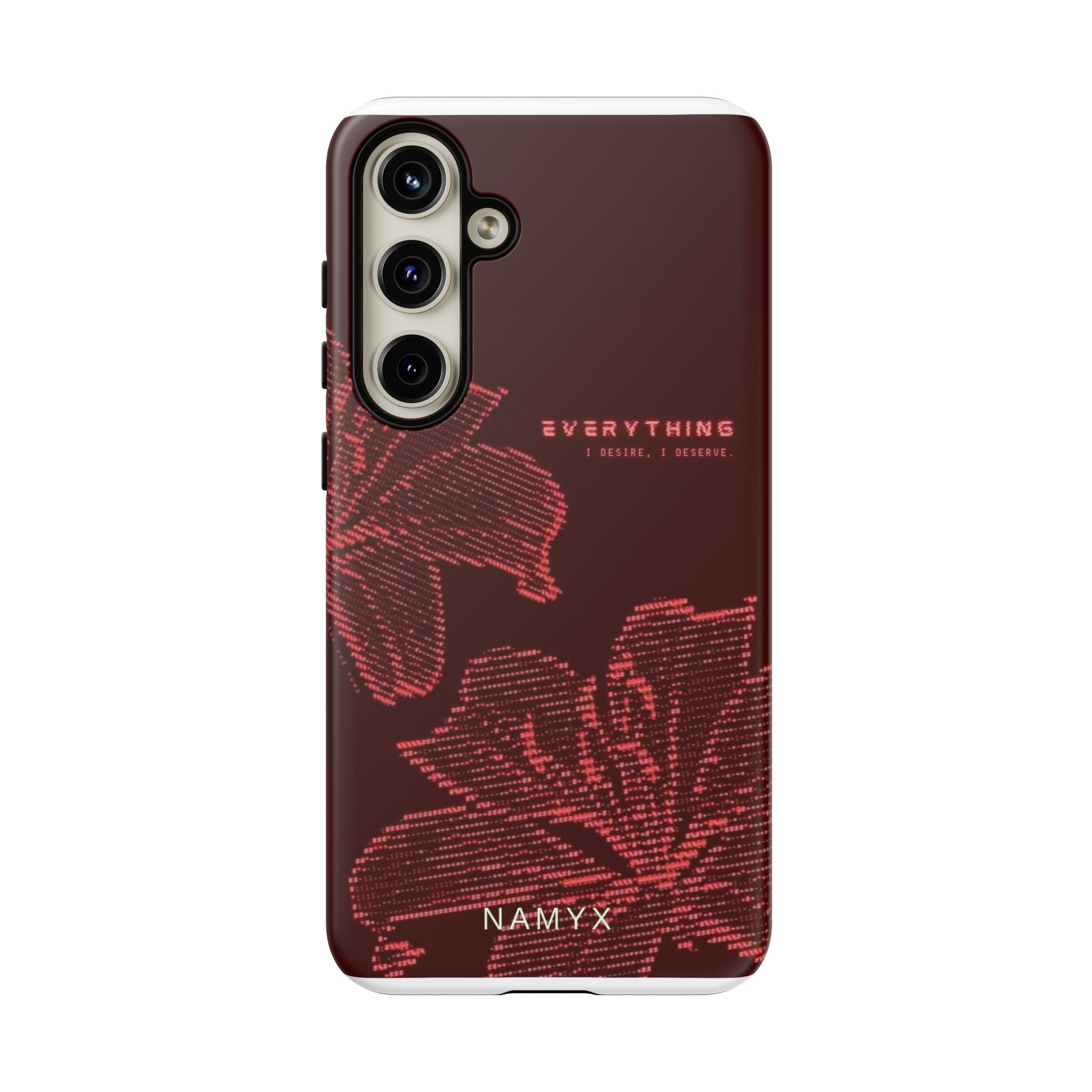 Floral Tough Phone Case — 'Everything' Burgundy Protective Cover