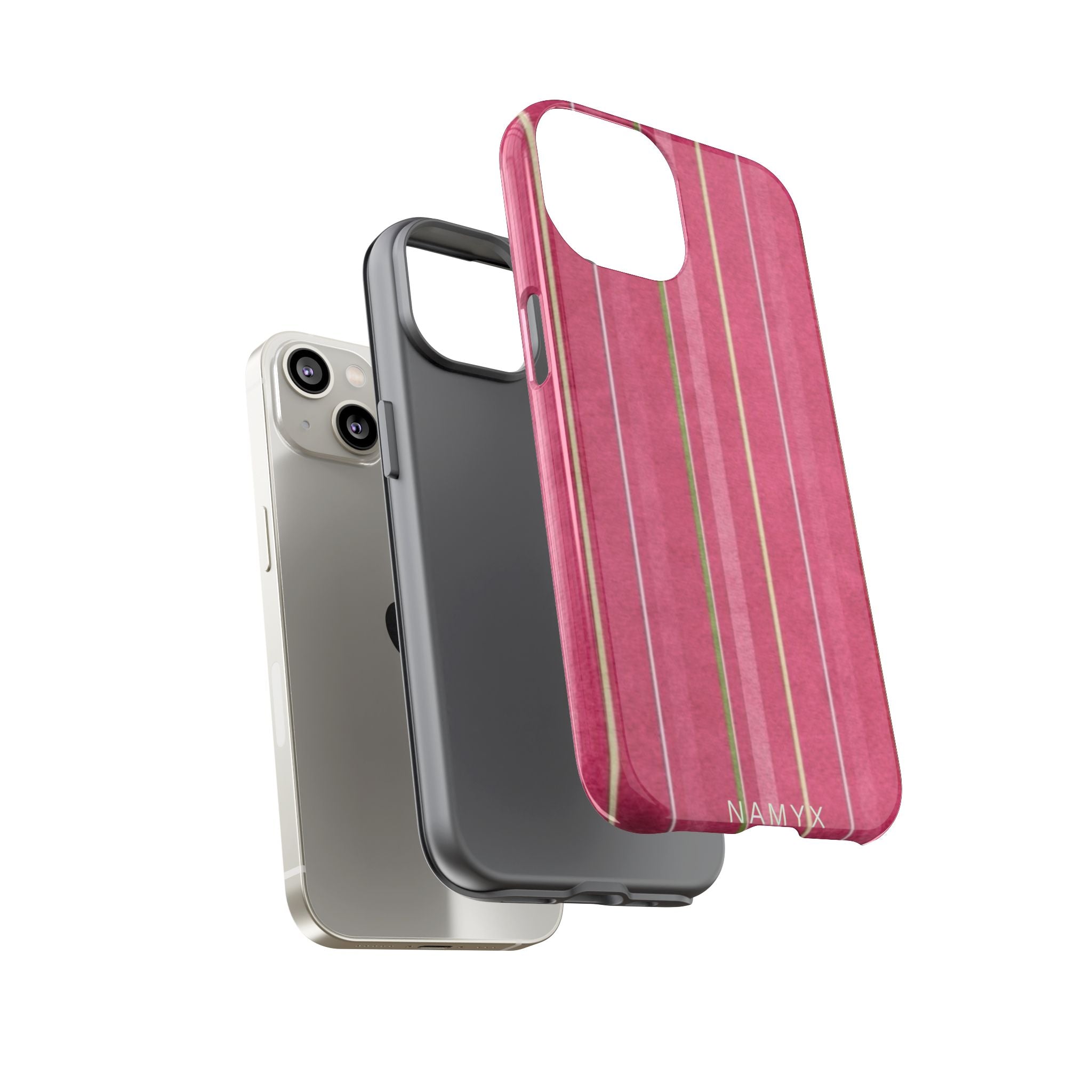 Pink Vertical Stripe Tough Phone Case — Durable Protective iPhone Cover with Subtle Vintage Stripes