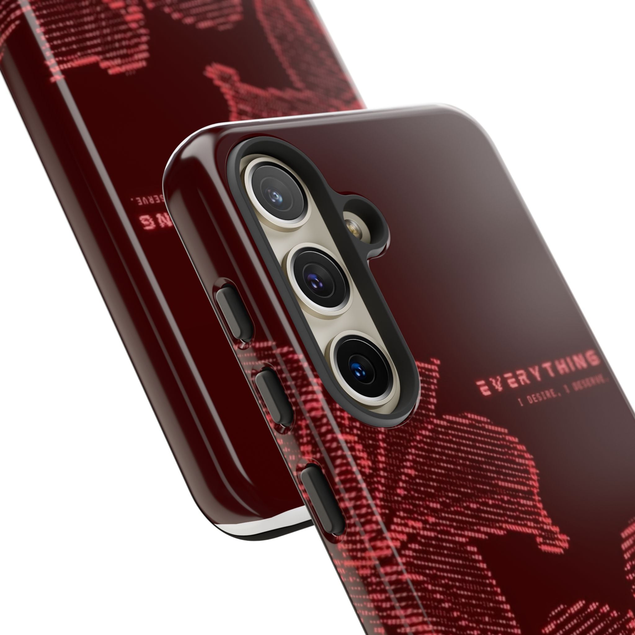 Floral Tough Phone Case — 'Everything' Burgundy Protective Cover
