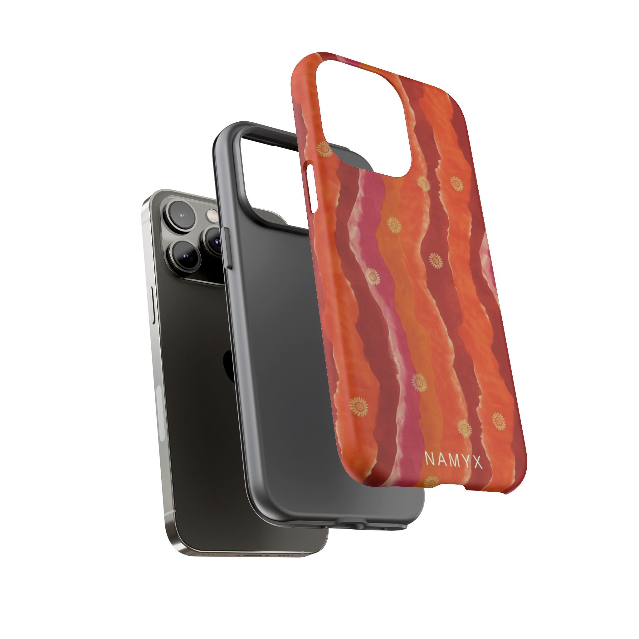 Abstract Red Waves Phone Case — Bold Orange & Pink Protective Tough Case