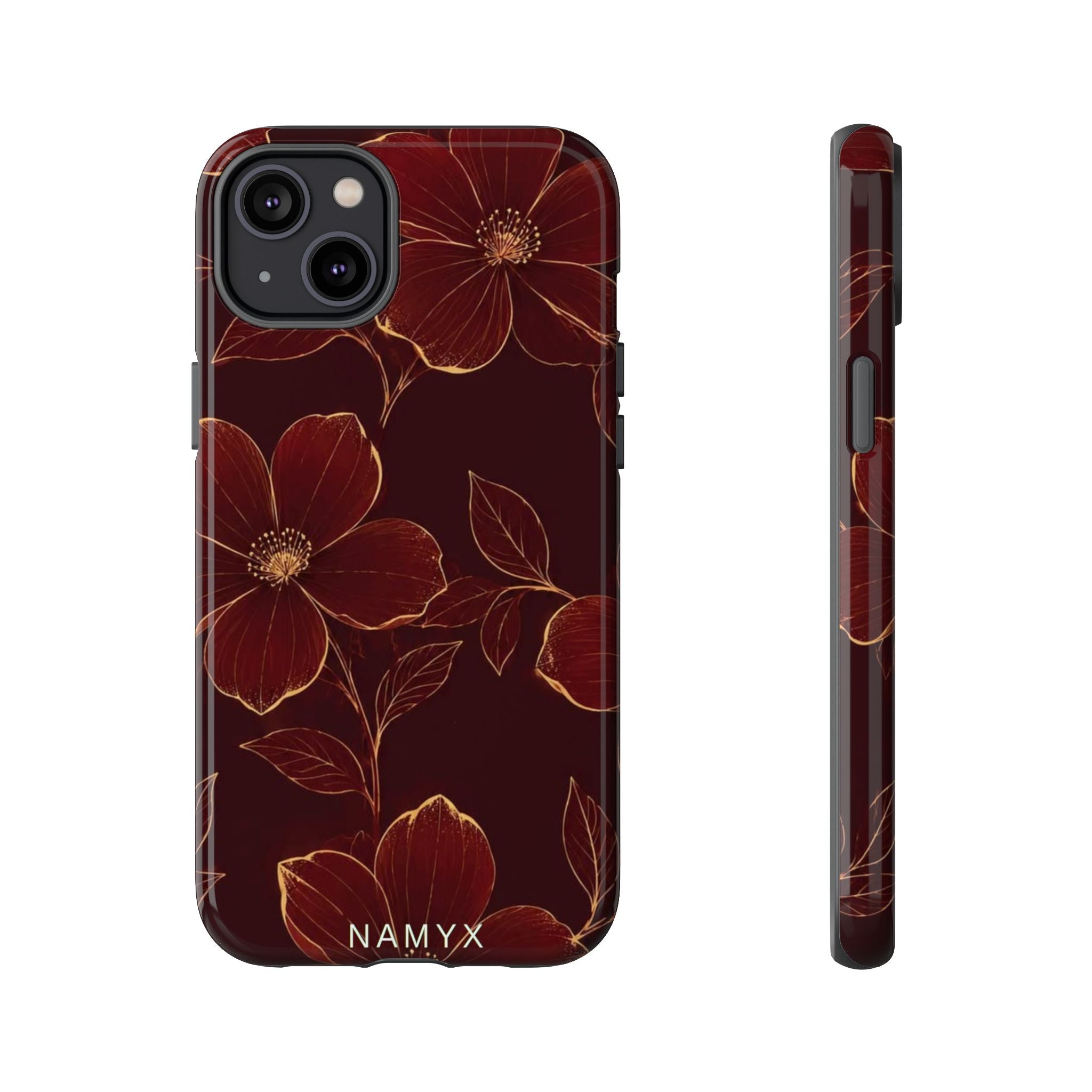 Floral Tough Case — Dark Red Botanical Phone Case