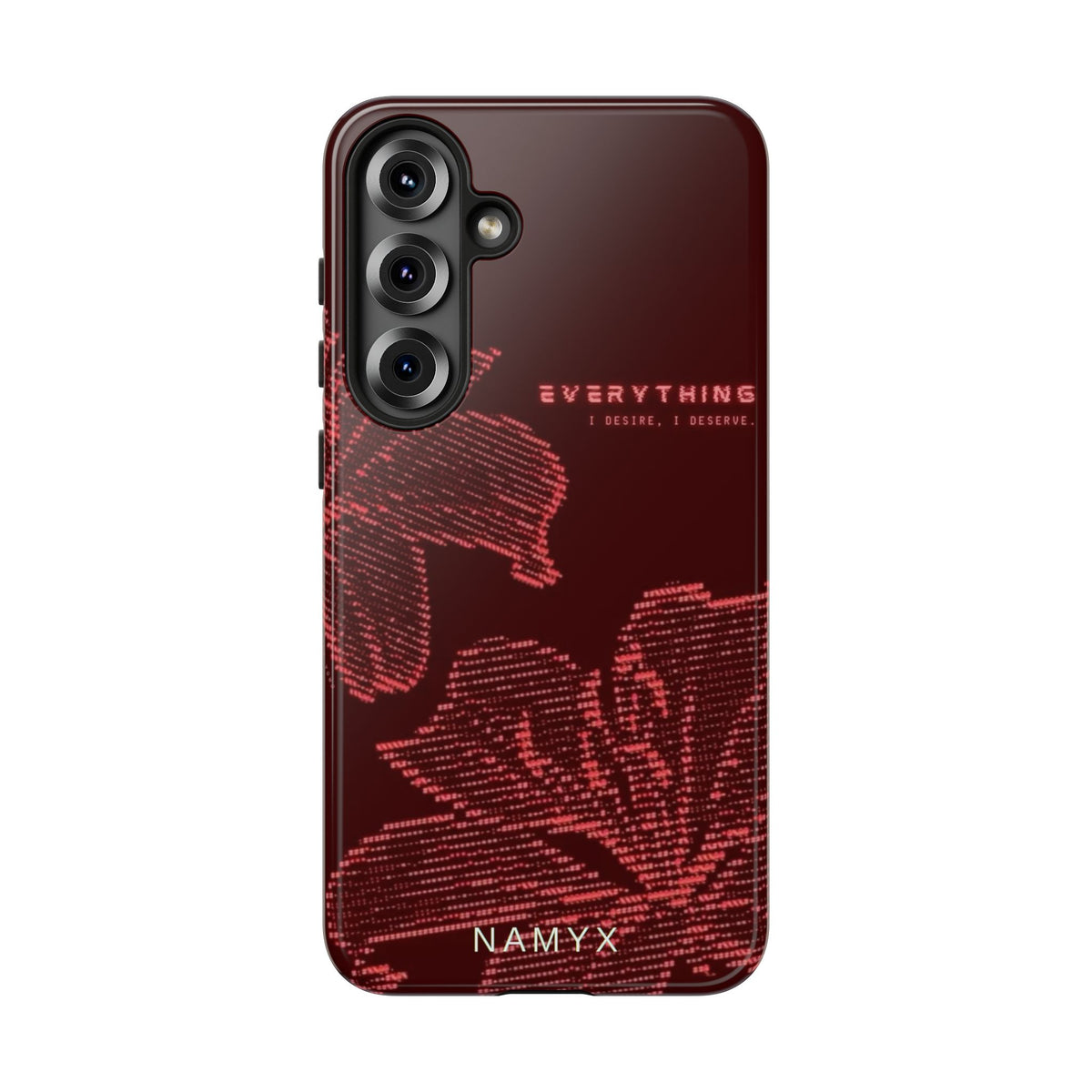 Floral Tough Phone Case — 'Everything' Burgundy Protective Cover