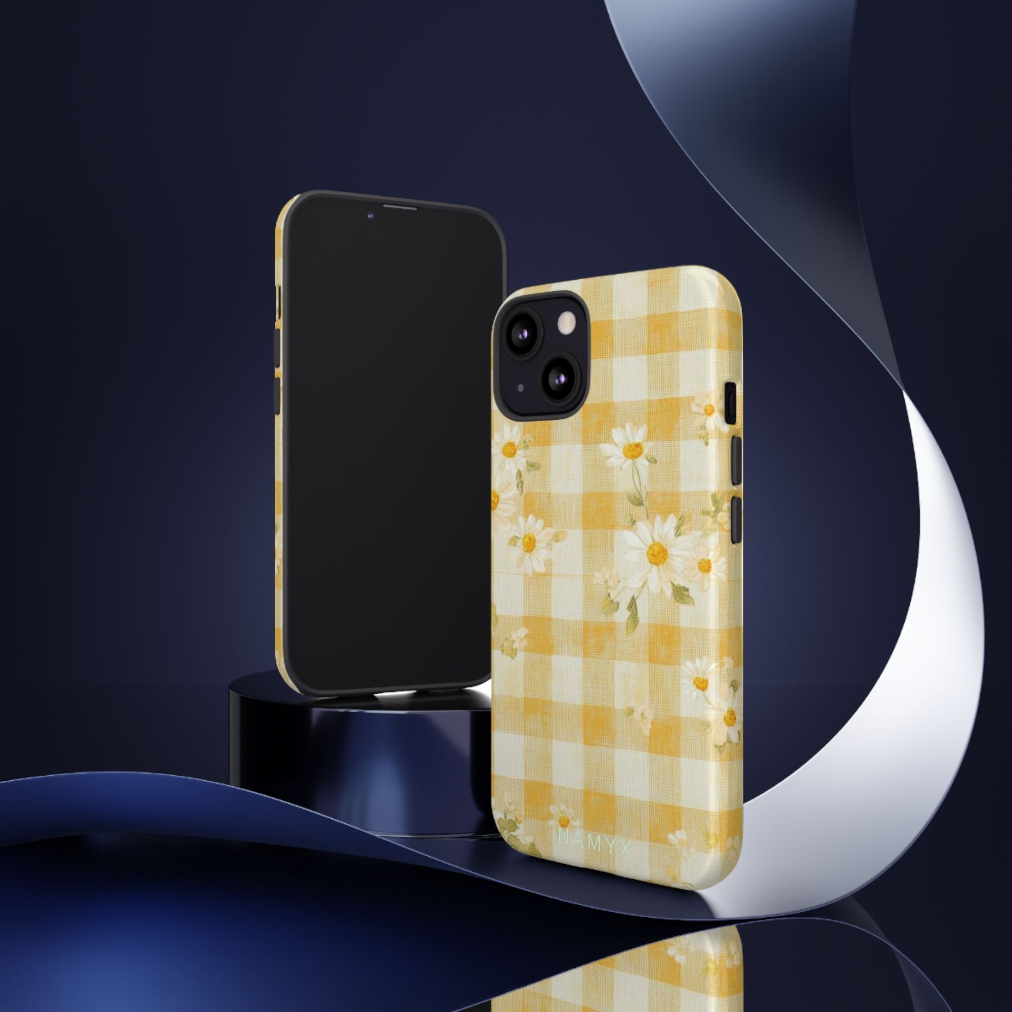Daisy Gingham Tough Phone Case — Yellow Floral Protective Cover