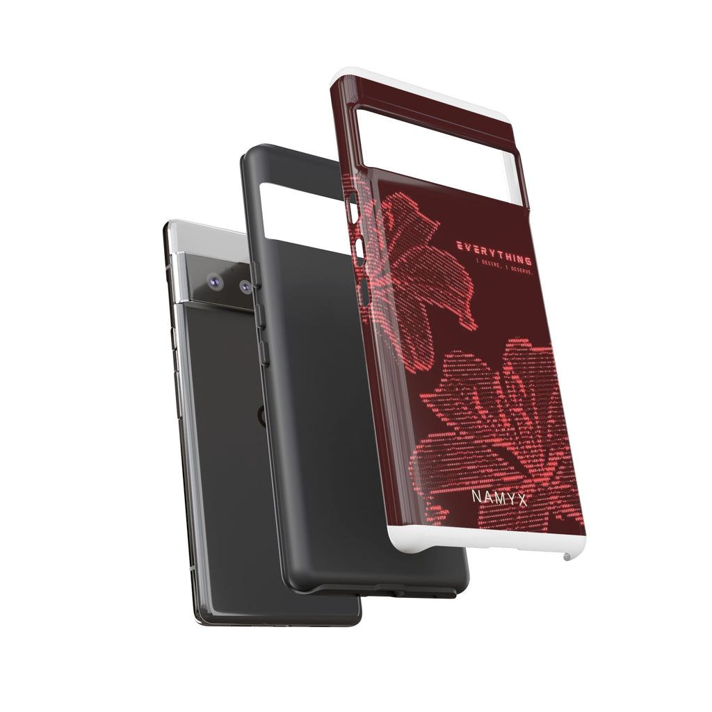 Floral Tough Phone Case — 'Everything' Burgundy Protective Cover