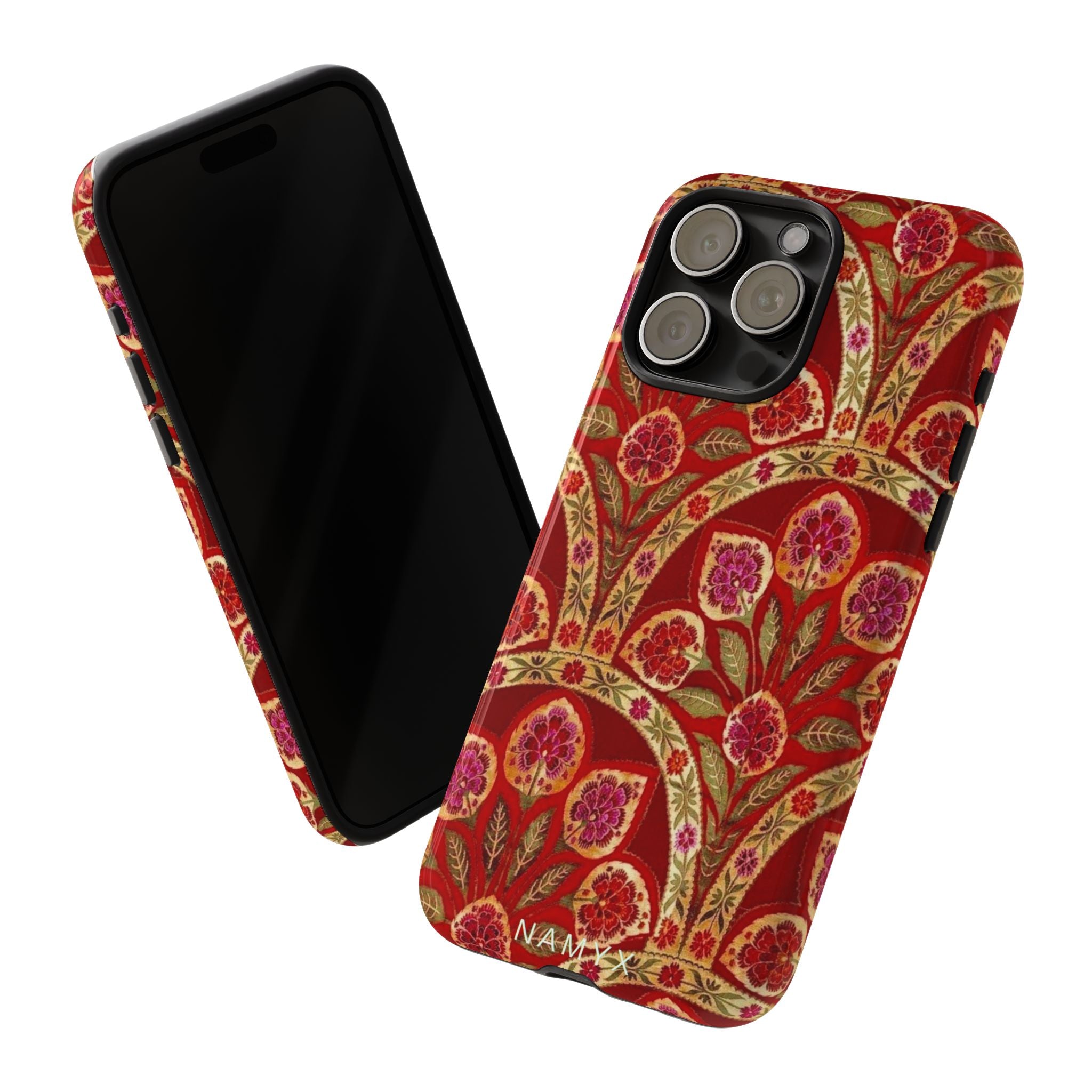 Floral Paisley Tough Phone Case — Red Gold Vintage Pattern