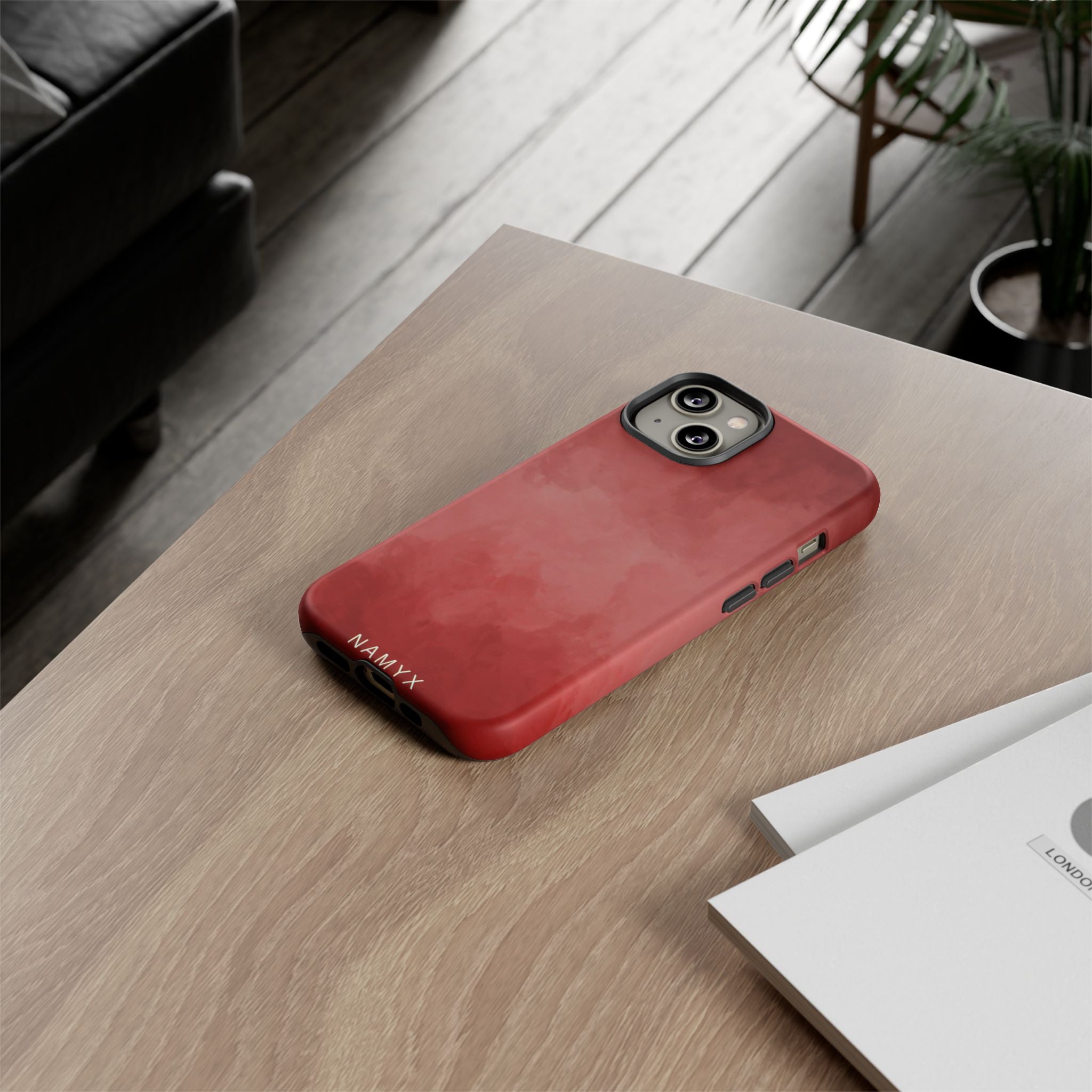 Red Watercolor Tough Phone Case — Durable Protective iPhone Cover