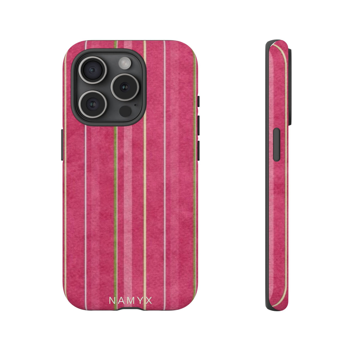 Pink Vertical Stripe Tough Phone Case — Durable Protective iPhone Cover with Subtle Vintage Stripes
