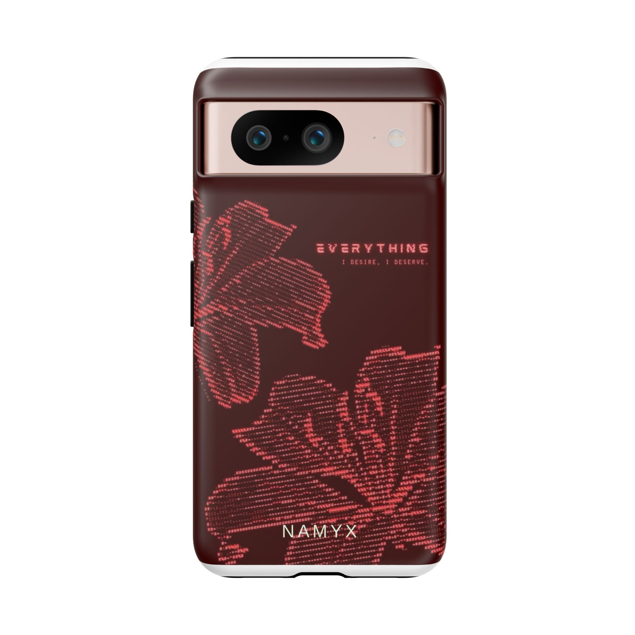 Floral Tough Phone Case — 'Everything' Burgundy Protective Cover