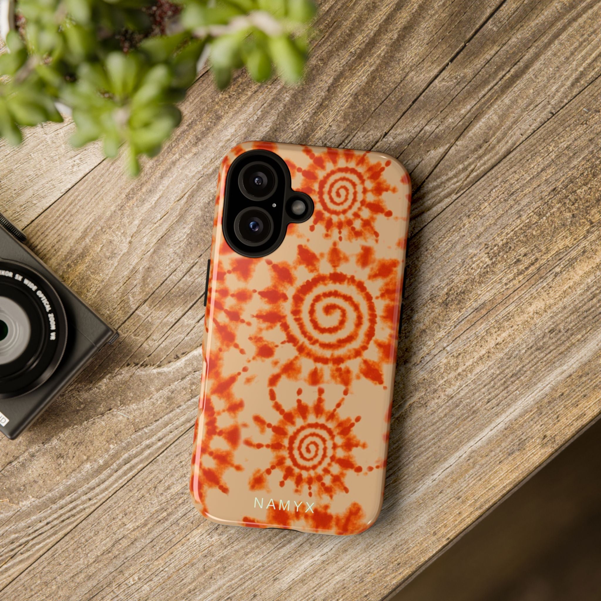 Tie-Dye Spiral Tough Phone Case — Orange Retro Protective Case