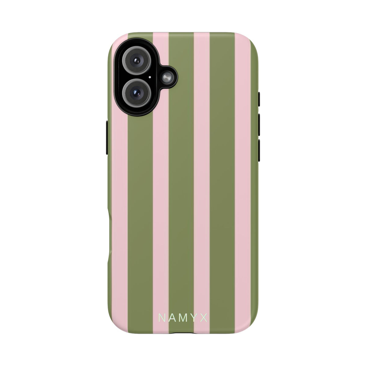 Striped Olive & Blush Tough Phone Case — Durable Protective Phone Cover