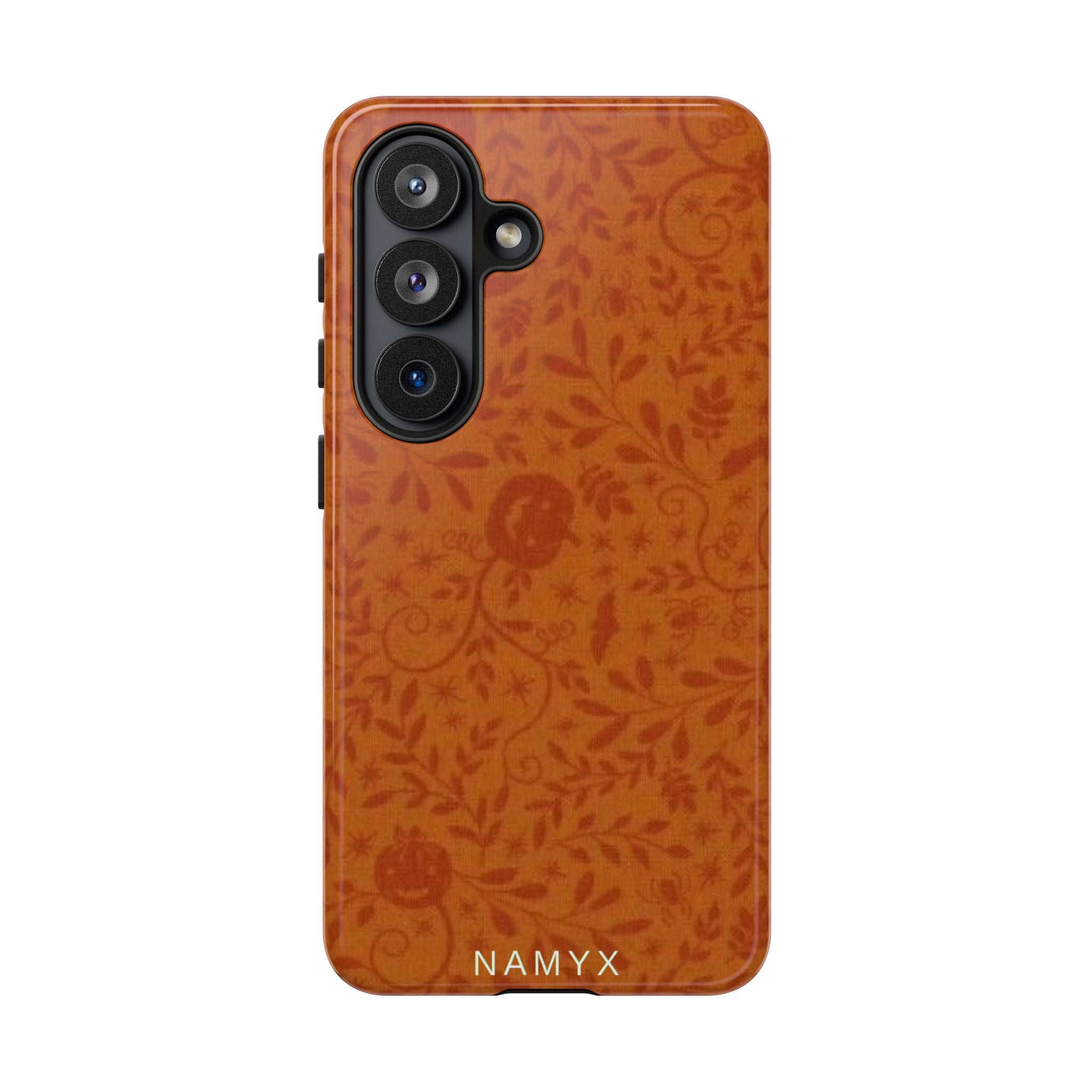 Floral Leather Phone Case — Rustic Orange Botanical Tough Case