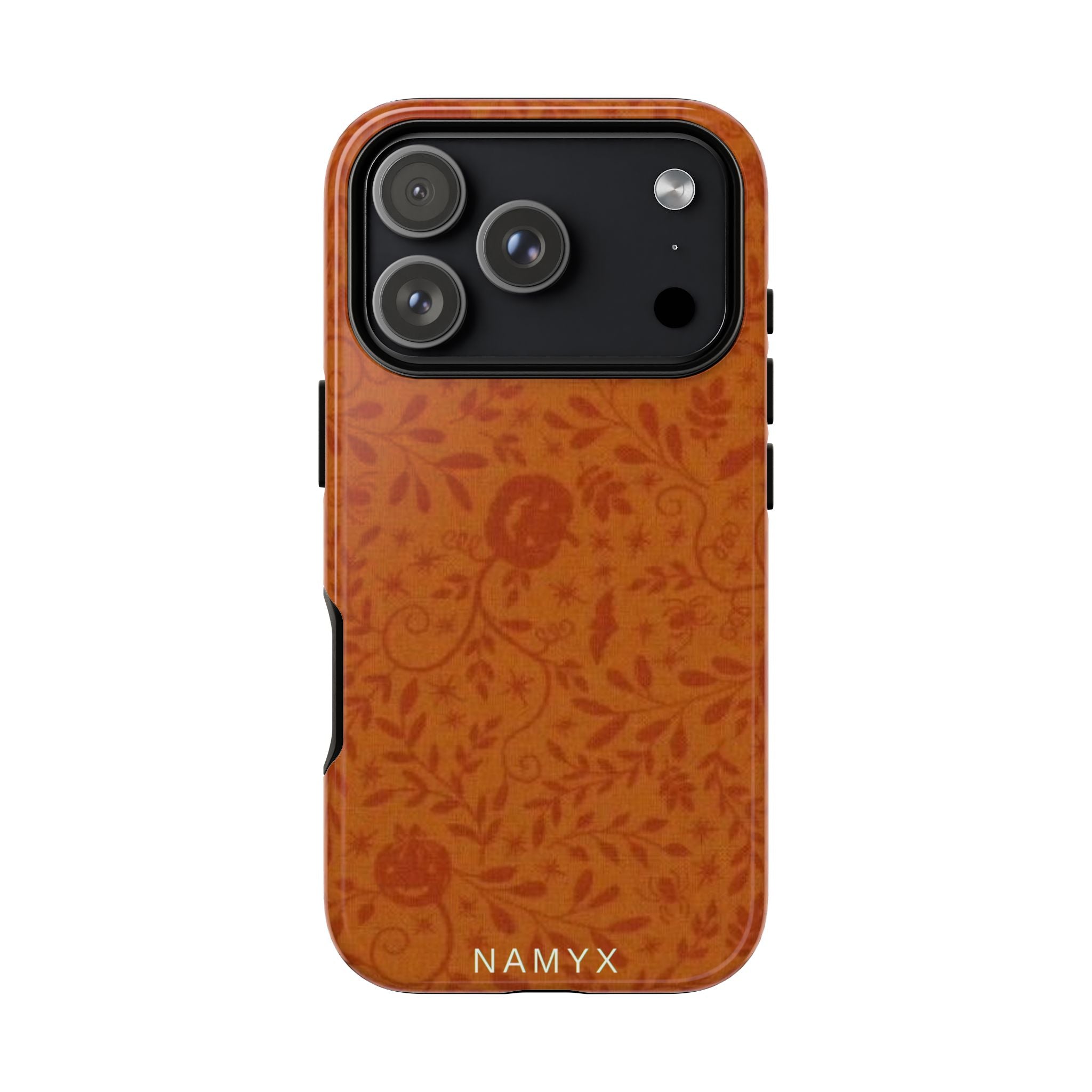 Floral Leather Phone Case — Rustic Orange Botanical Tough Case