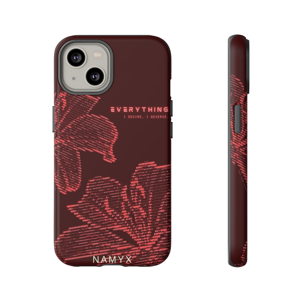 Floral Tough Phone Case — 'Everything' Burgundy Protective Cover
