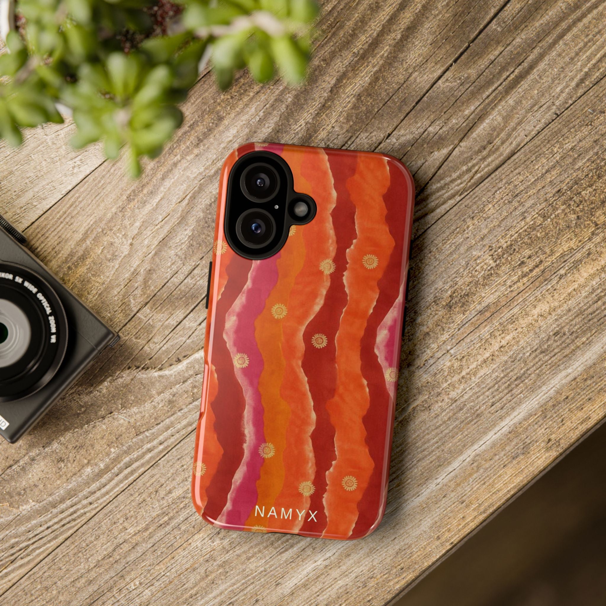 Abstract Red Waves Phone Case — Bold Orange & Pink Protective Tough Case