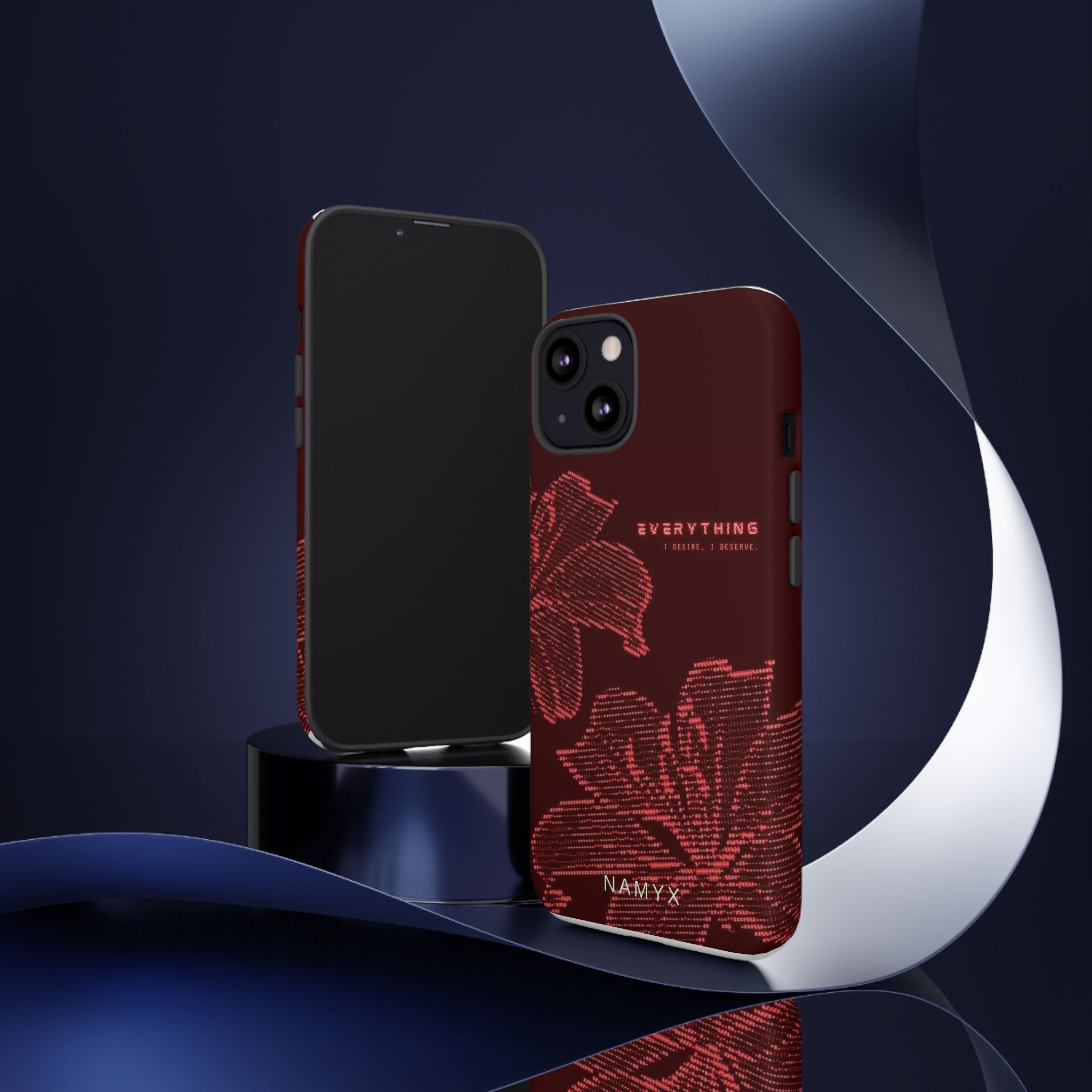 Floral Tough Phone Case — 'Everything' Burgundy Protective Cover