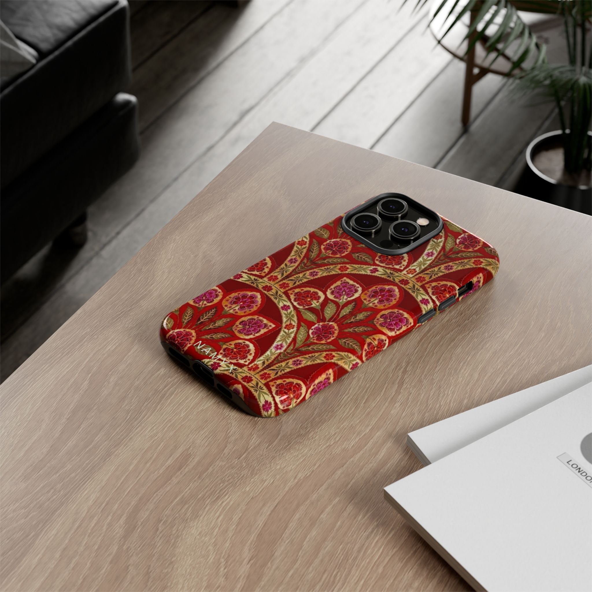 Floral Paisley Tough Phone Case — Red Gold Vintage Pattern