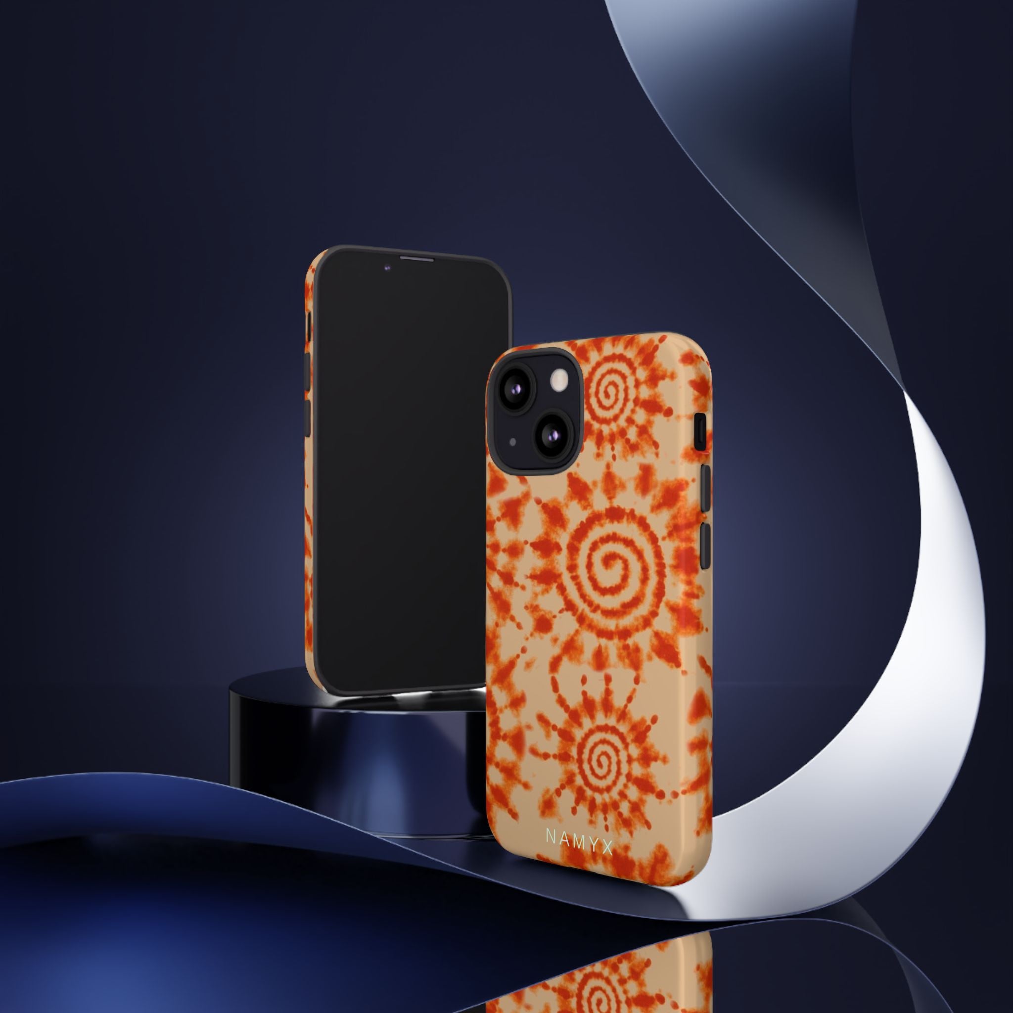 Tie-Dye Spiral Tough Phone Case — Orange Retro Protective Case
