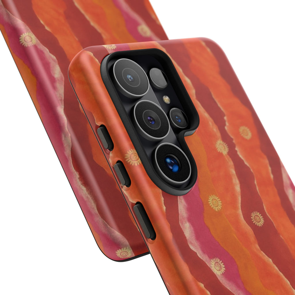 Abstract Red Waves Phone Case — Bold Orange & Pink Protective Tough Case