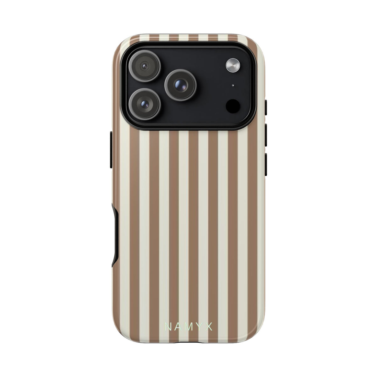 Striped Beige Phone Case — Classic Vertical Brown & Cream Stripe Tough Case