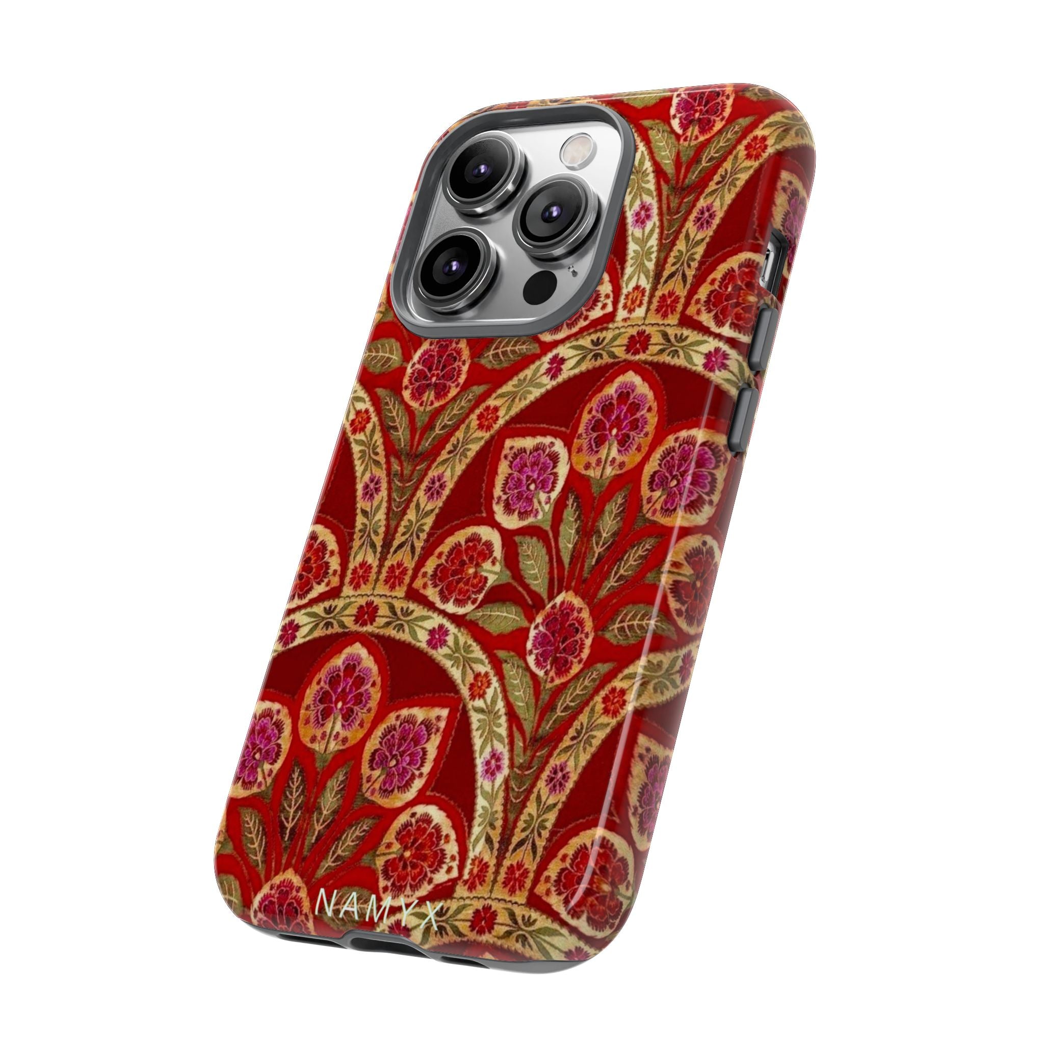 Floral Paisley Tough Phone Case — Red Gold Vintage Pattern