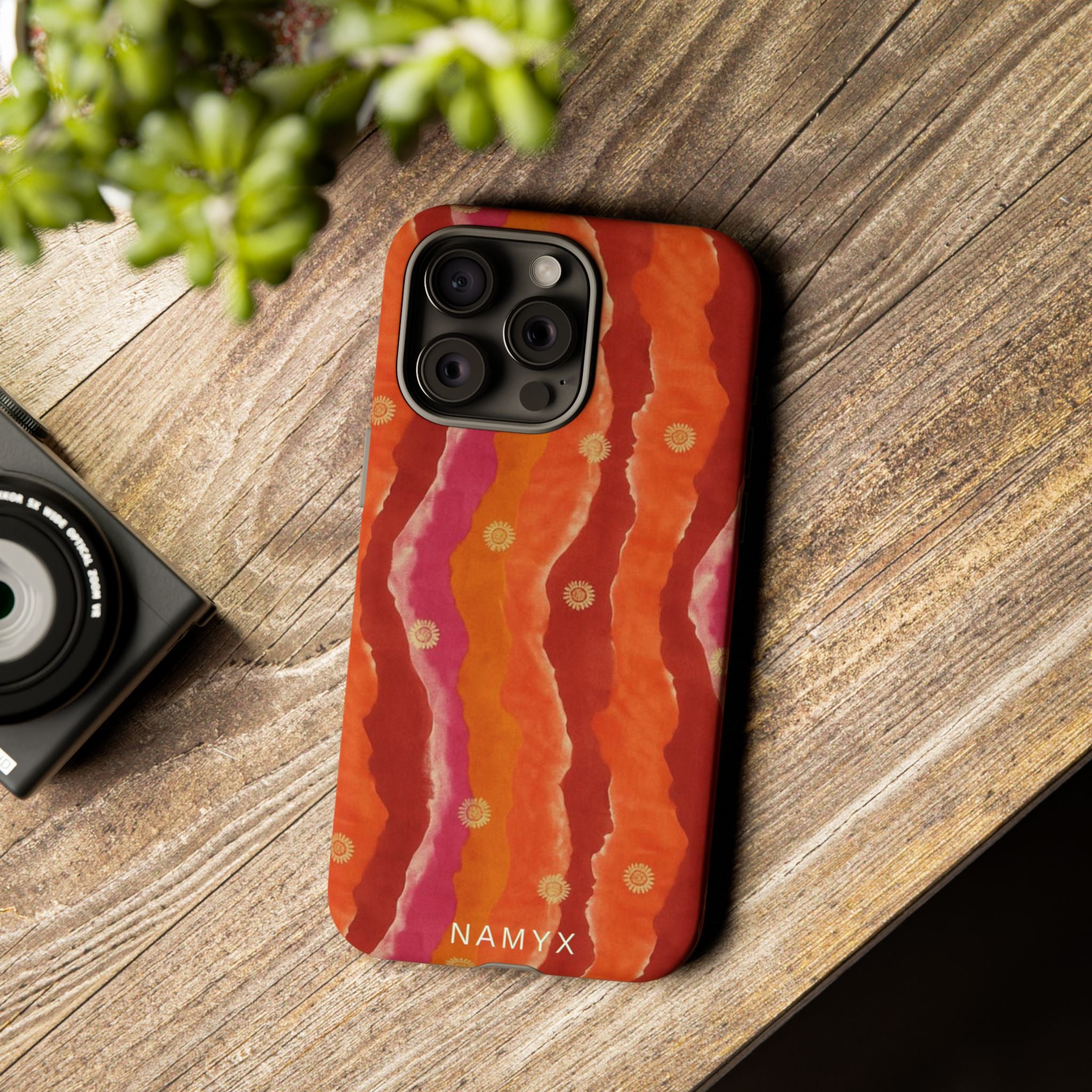 Abstract Red Waves Phone Case — Bold Orange & Pink Protective Tough Case