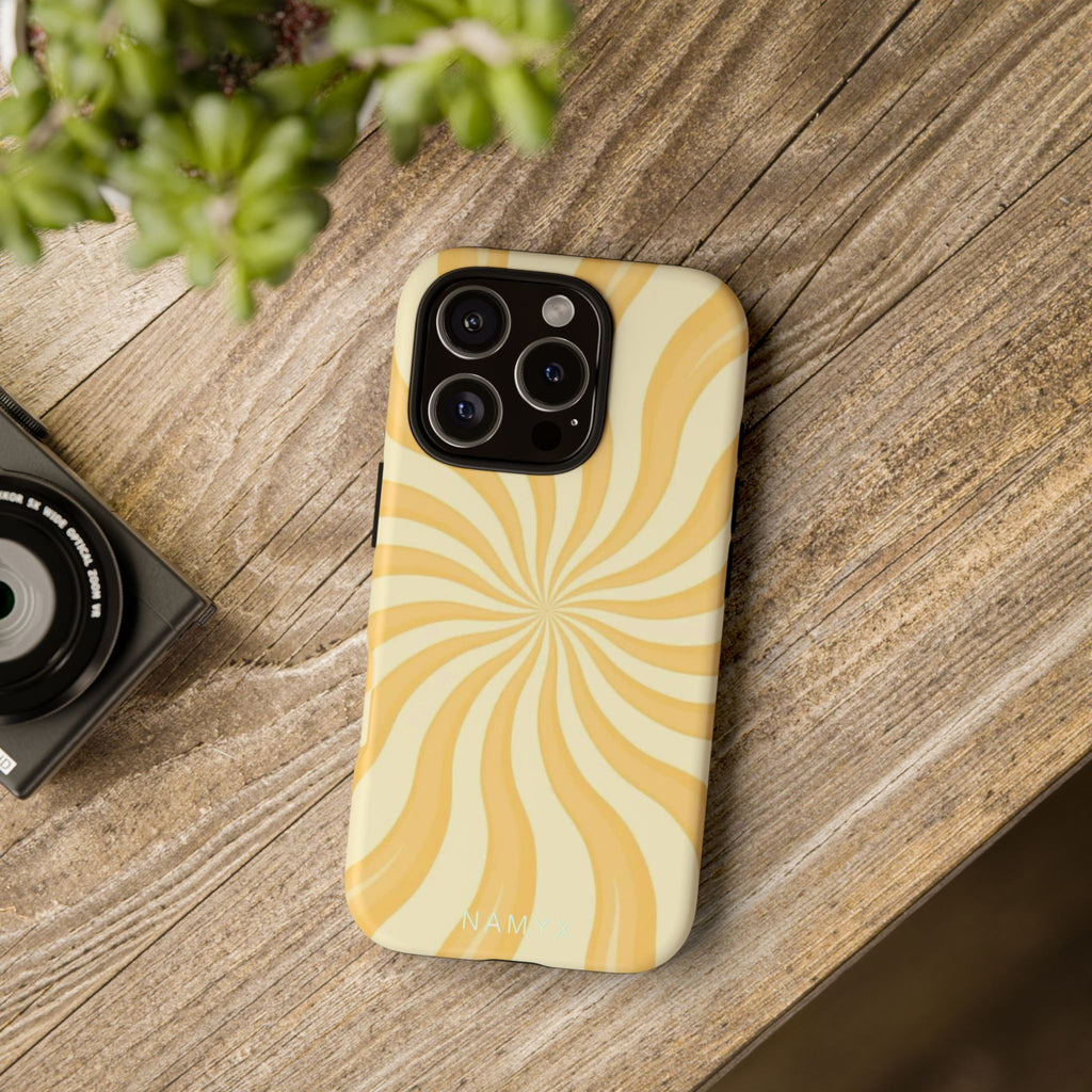 Phone Case — Retro Yellow Swirl Tough Protective Cover