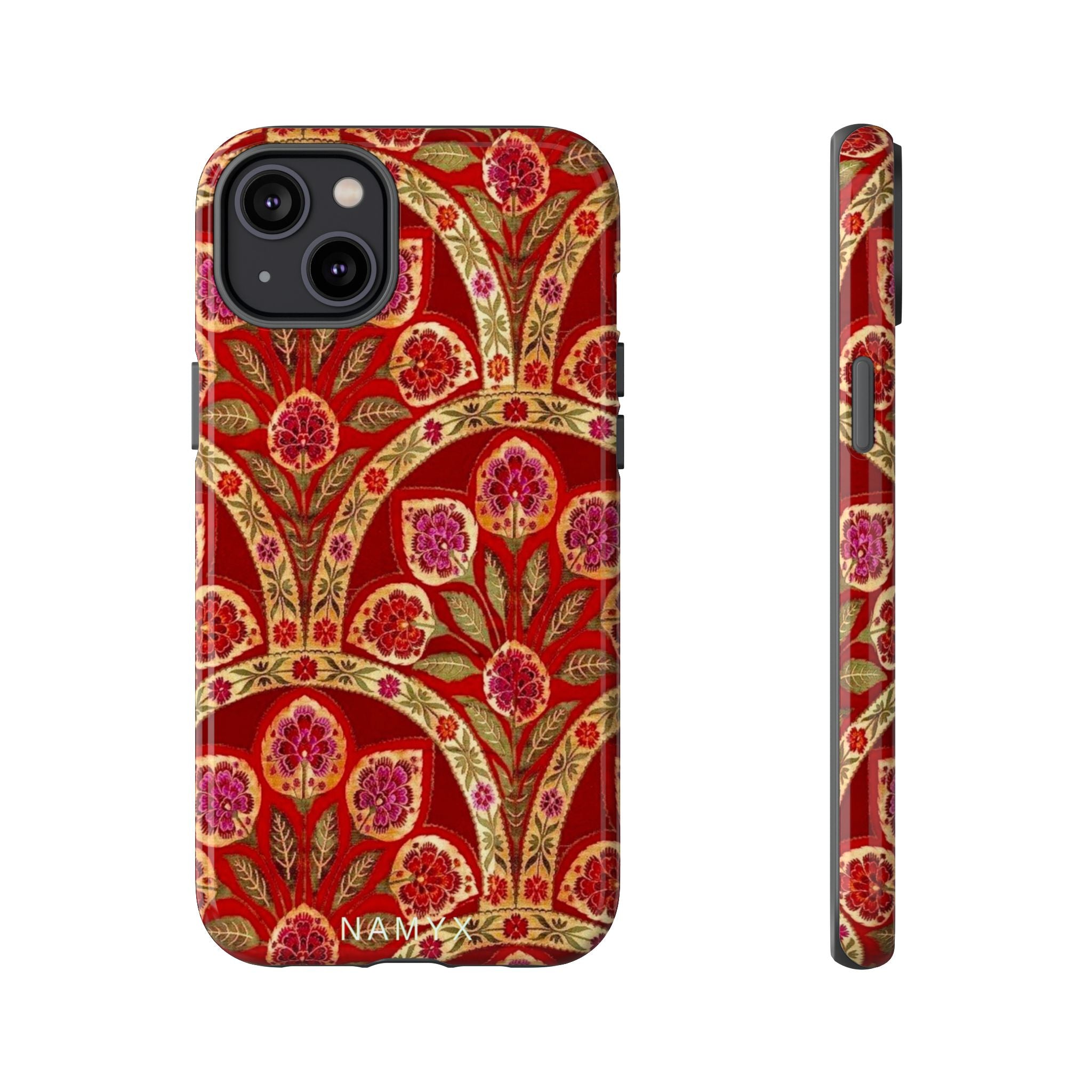 Floral Paisley Tough Phone Case — Red Gold Vintage Pattern