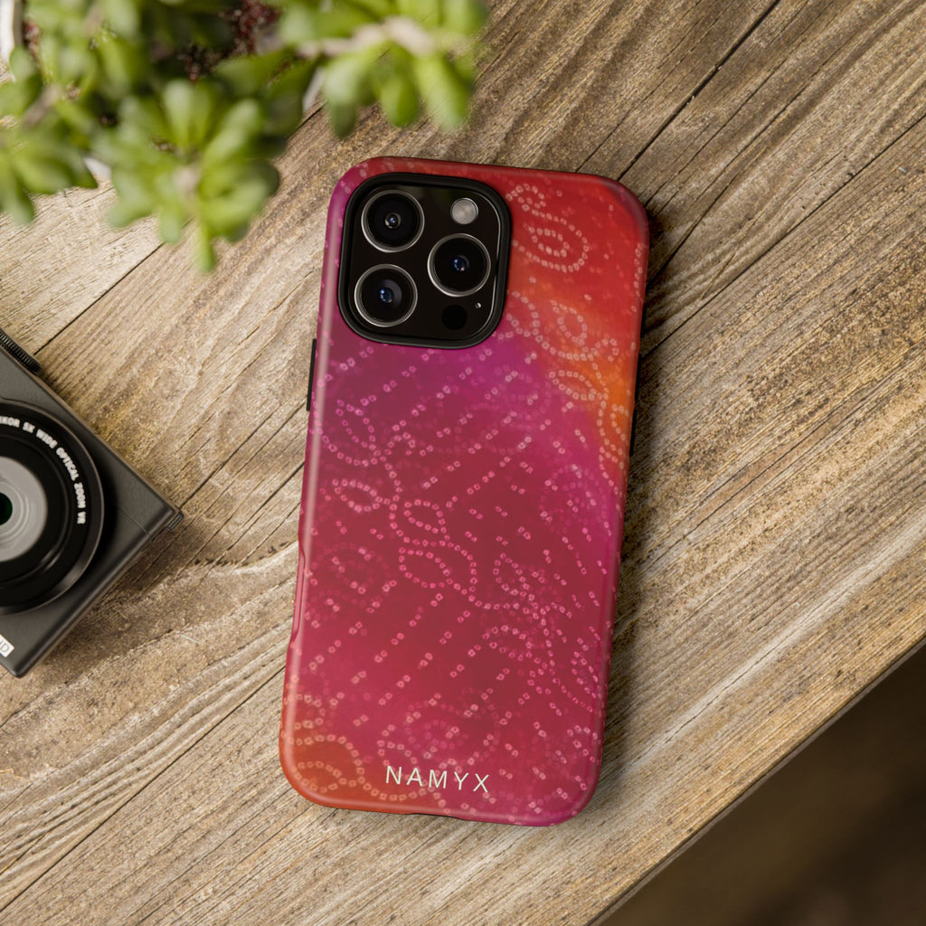 Floral Bandana Tough Case — Protective Phone Case with Pink Orange Paisley Design