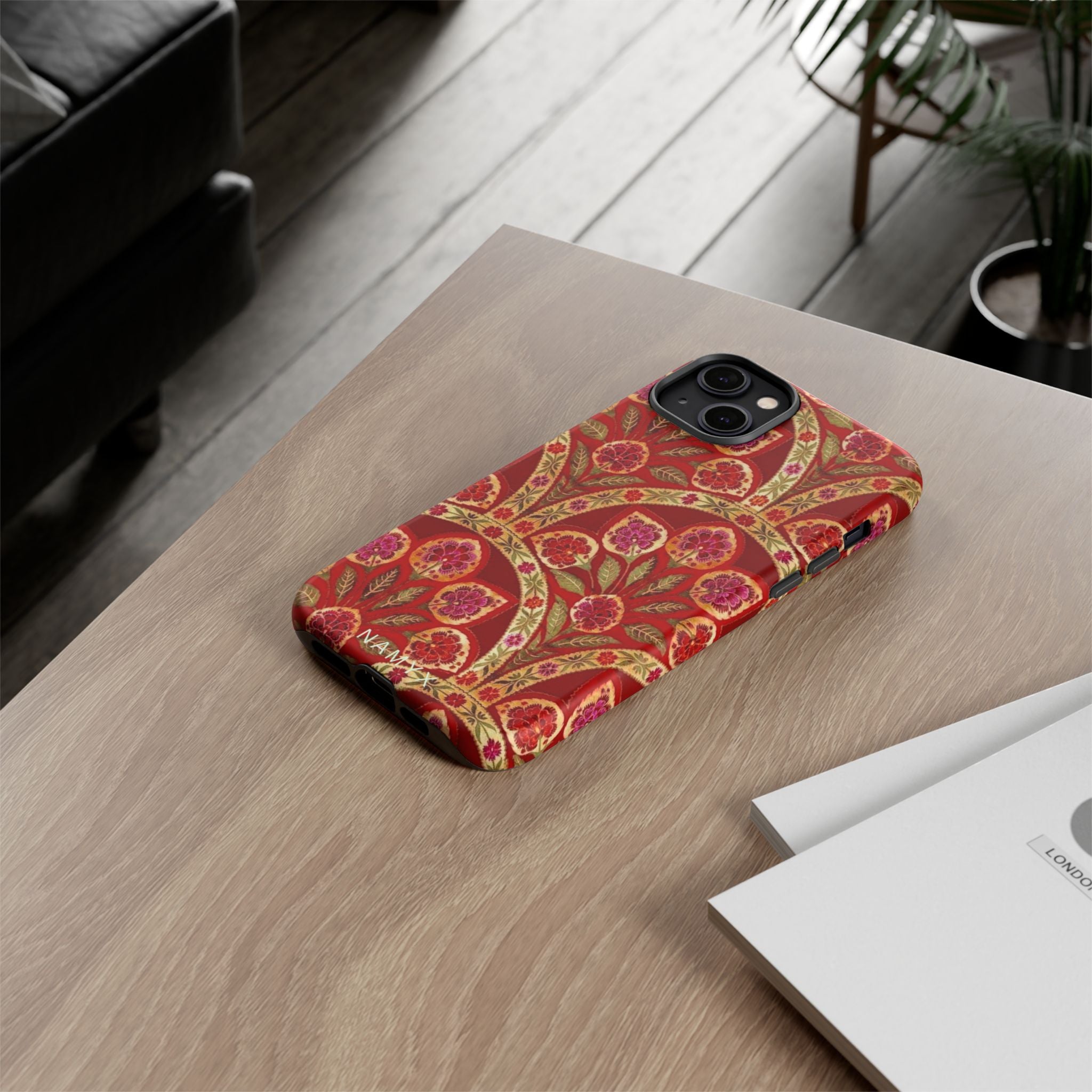 Floral Paisley Tough Phone Case — Red Gold Vintage Pattern