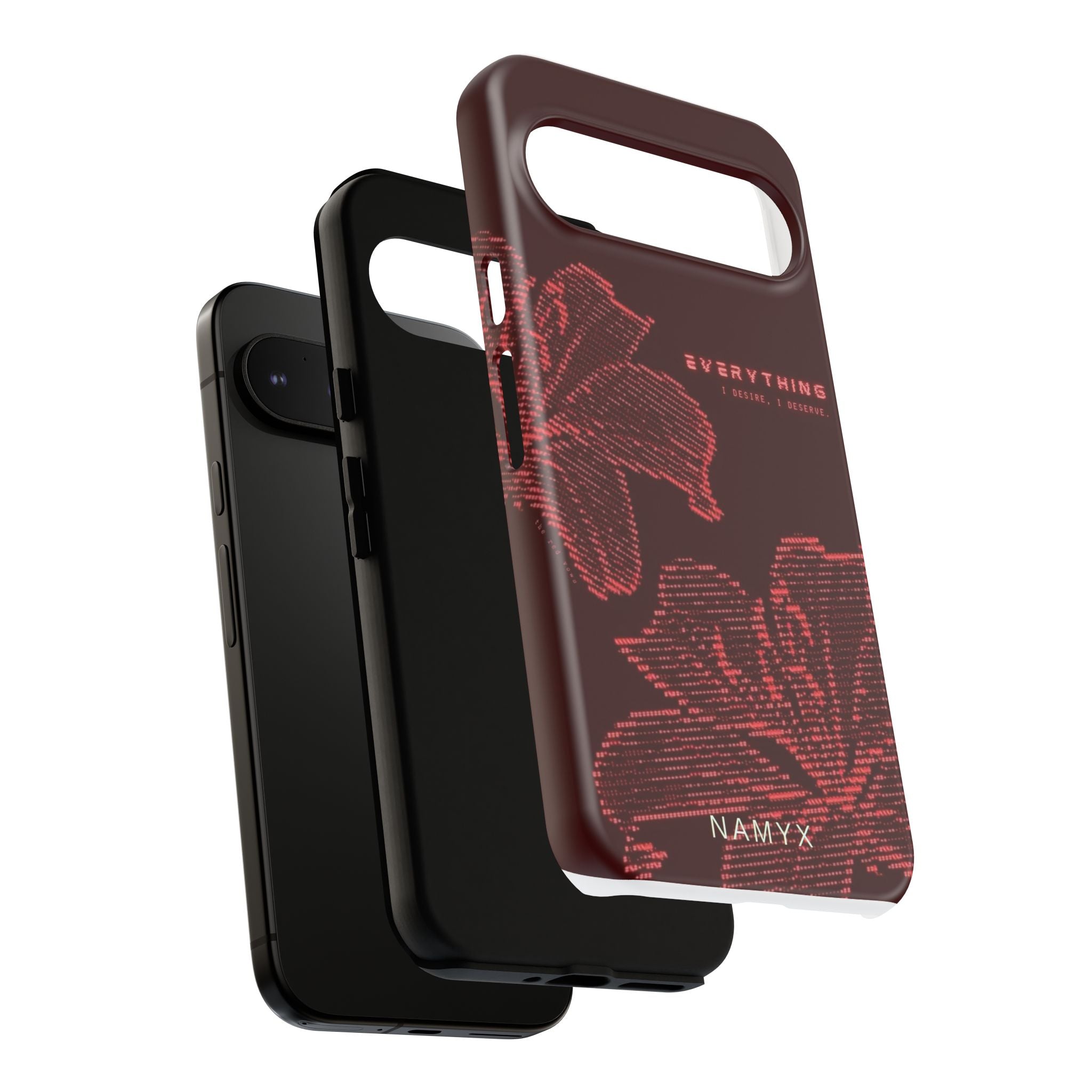 Floral Tough Phone Case — 'Everything' Burgundy Protective Cover