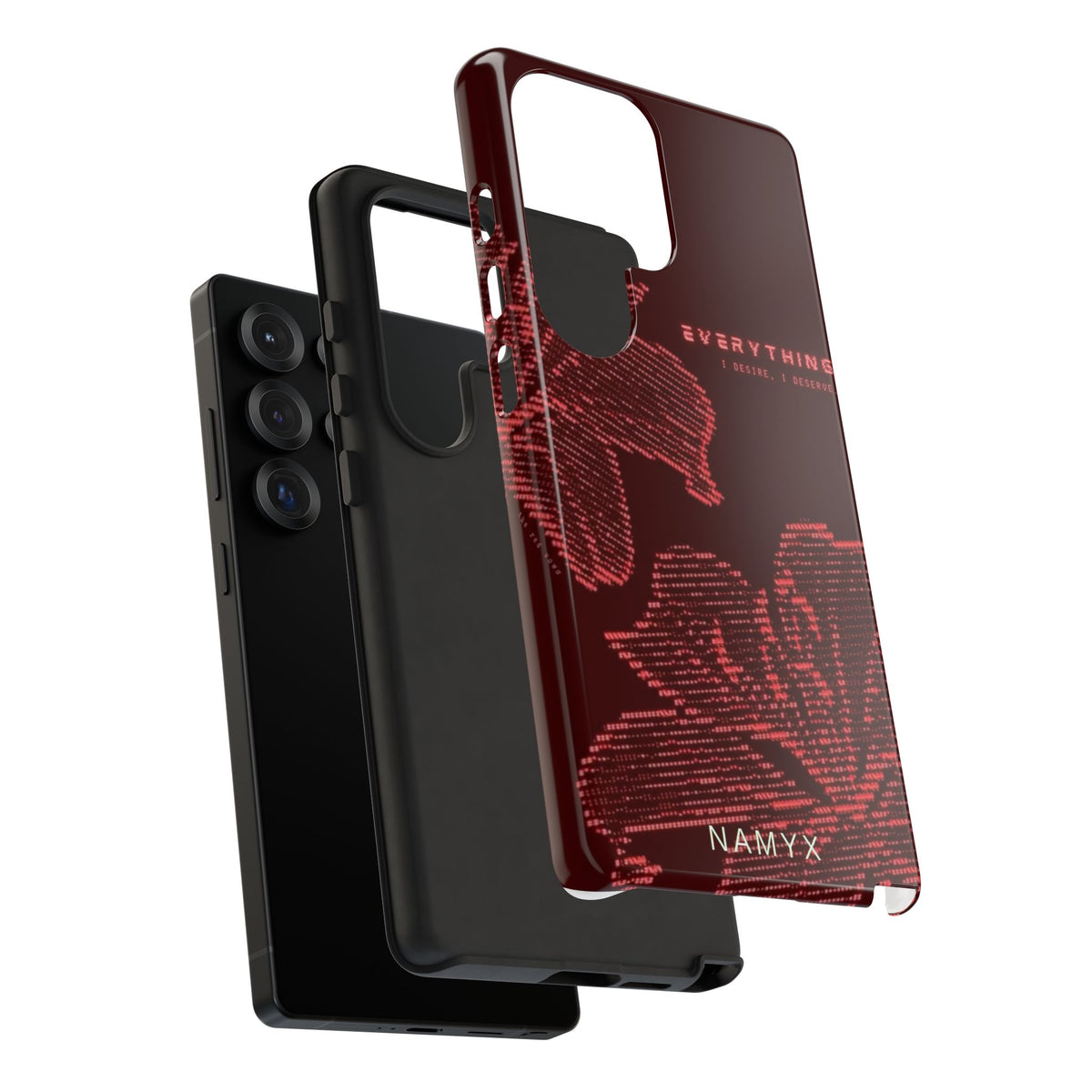 Floral Tough Phone Case — 'Everything' Burgundy Protective Cover