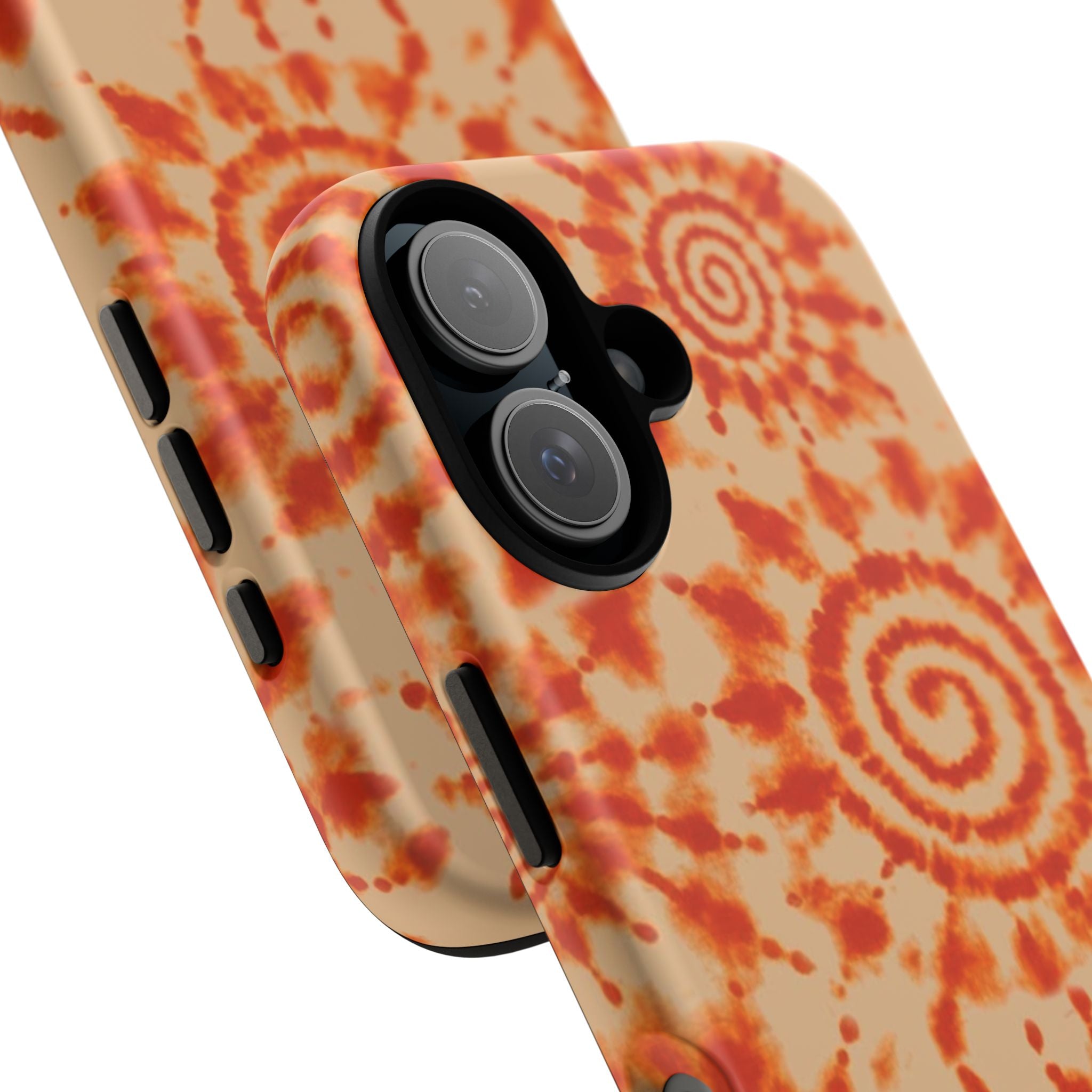 Tie-Dye Spiral Tough Phone Case — Orange Retro Protective Case