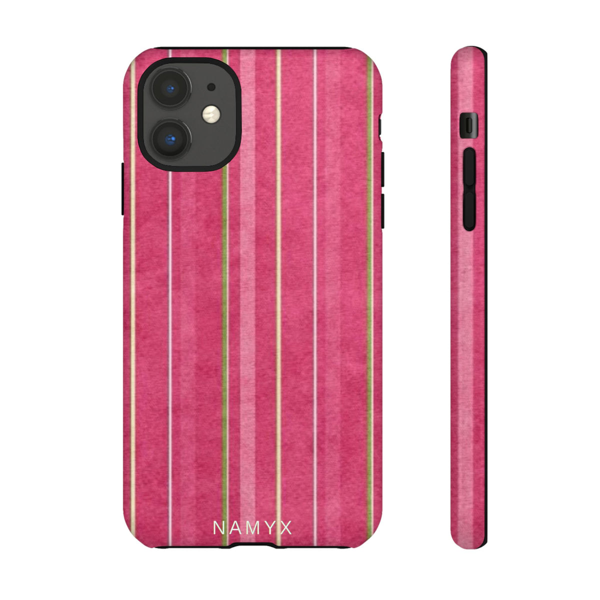 Pink Vertical Stripe Tough Phone Case — Durable Protective iPhone Cover with Subtle Vintage Stripes
