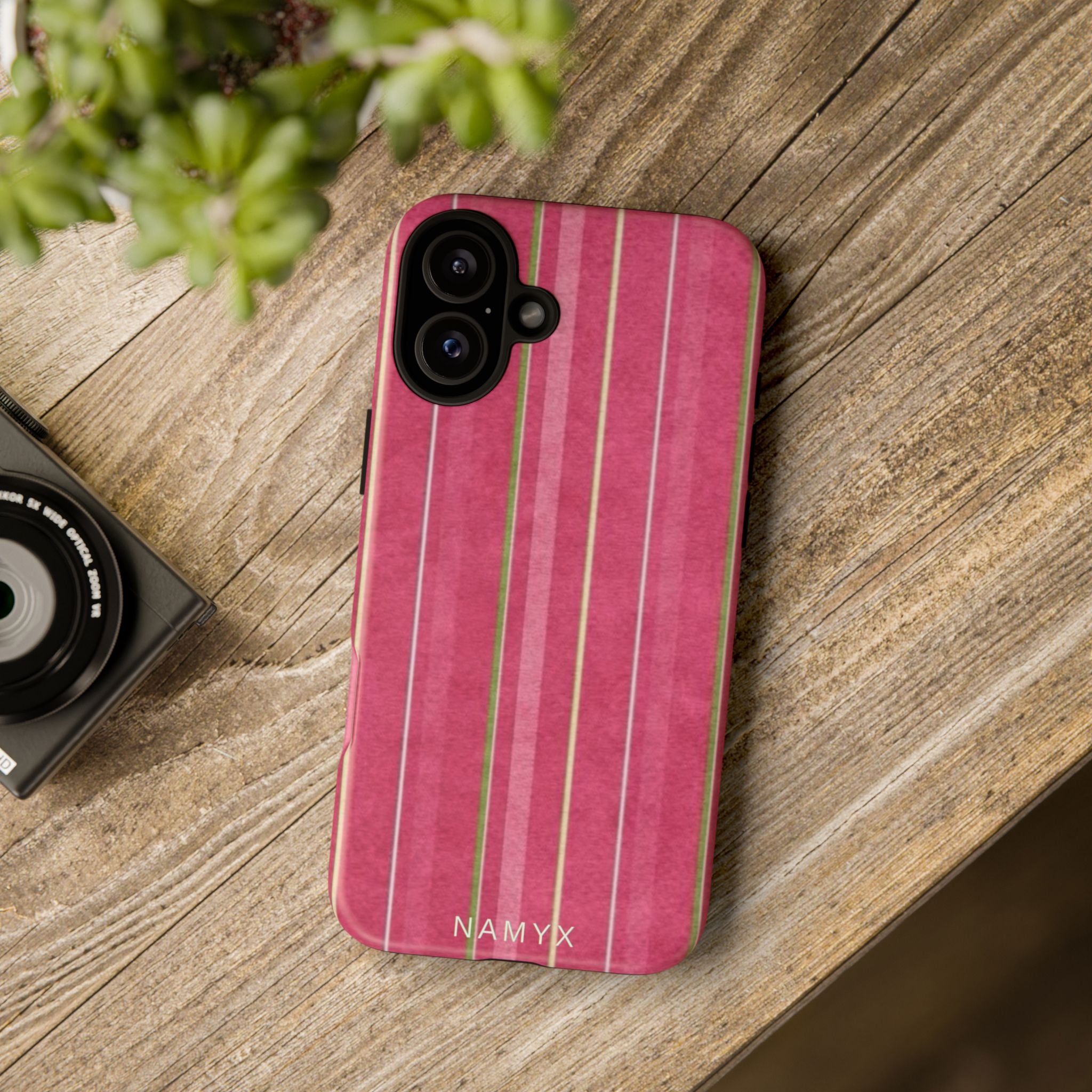 Pink Vertical Stripe Tough Phone Case — Durable Protective iPhone Cover with Subtle Vintage Stripes