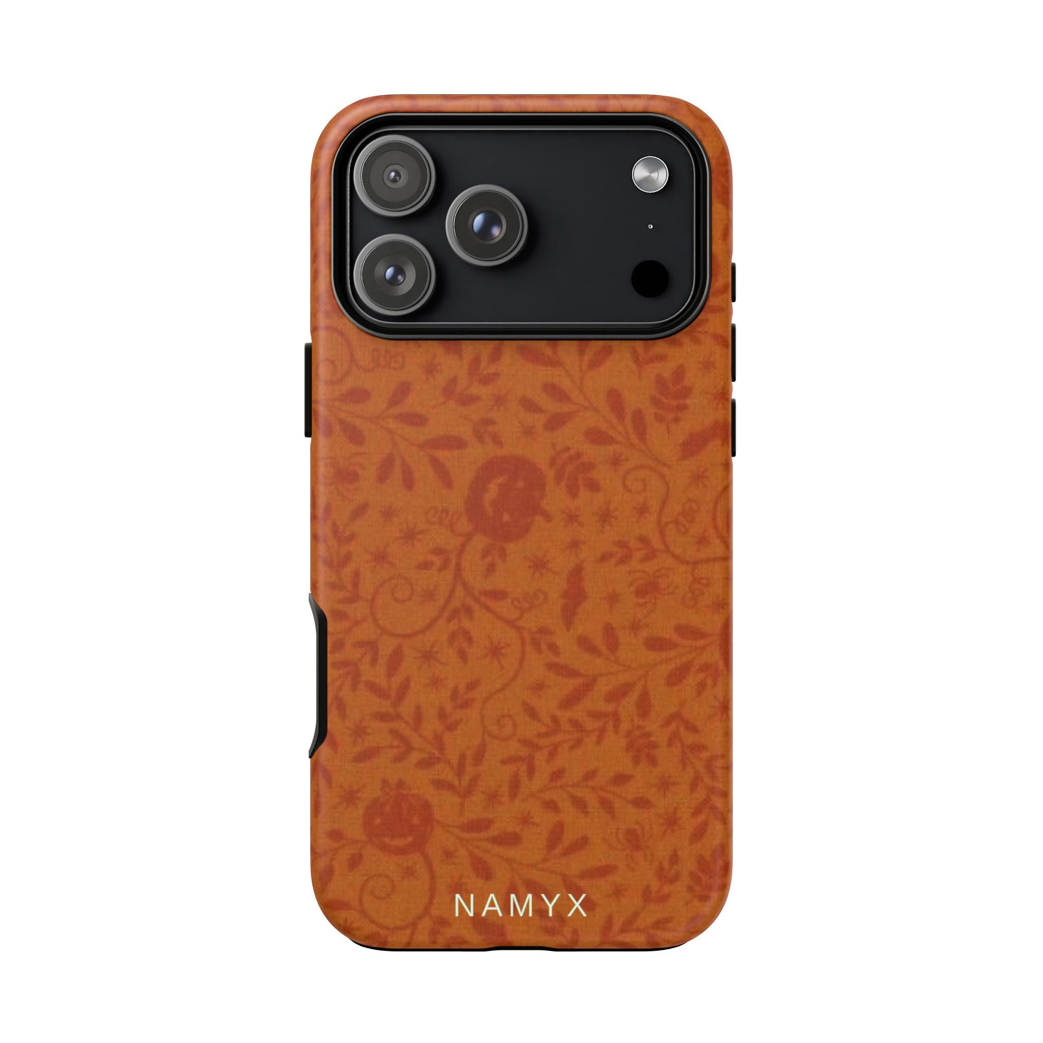 Floral Leather Phone Case — Rustic Orange Botanical Tough Case
