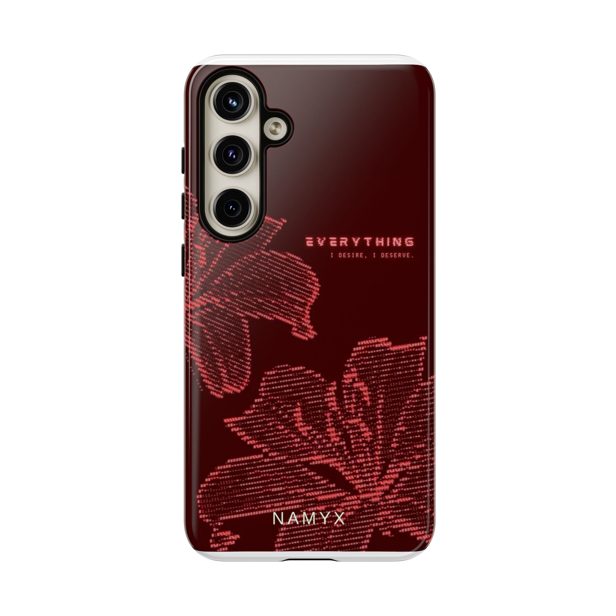 Floral Tough Phone Case — 'Everything' Burgundy Protective Cover