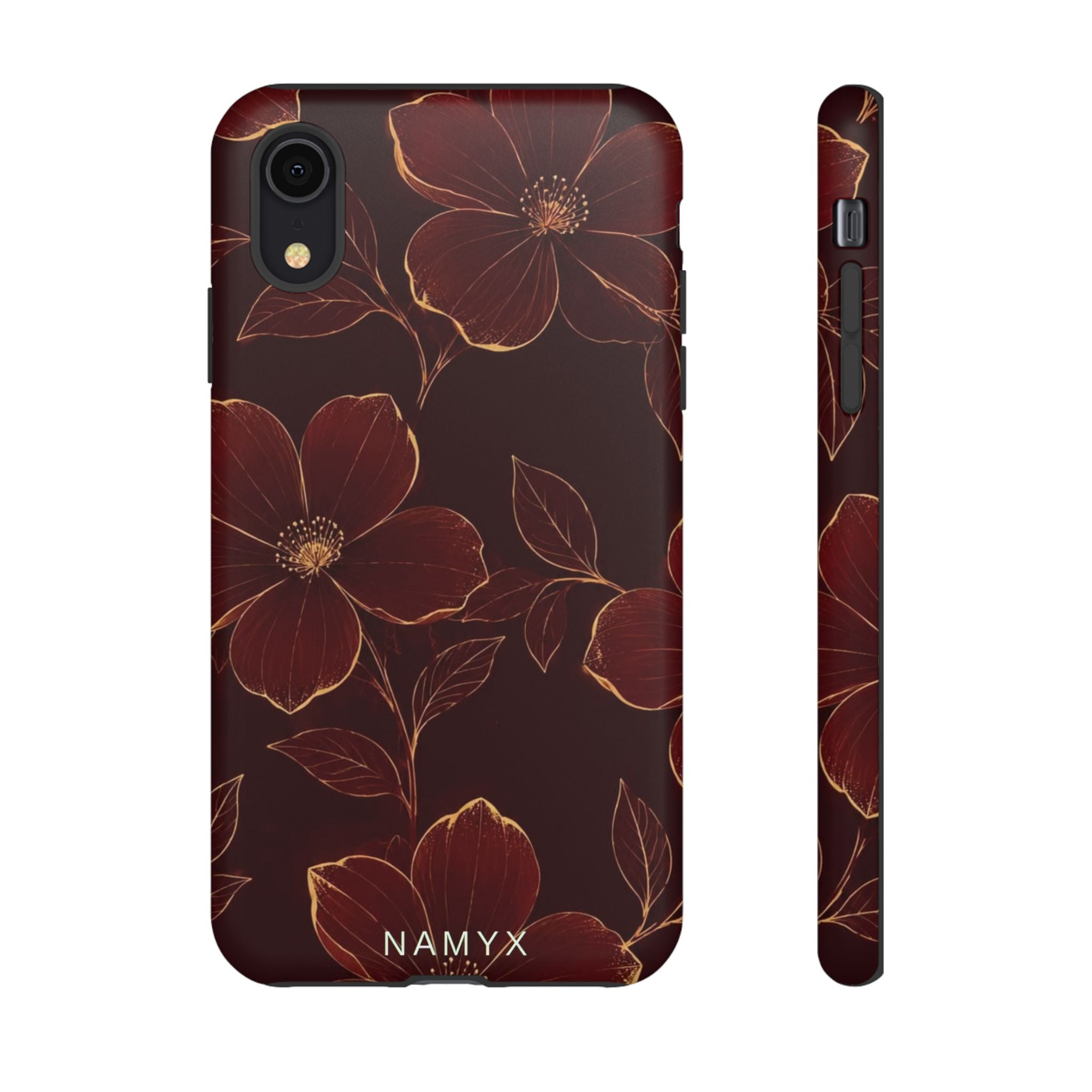 Floral Tough Case — Dark Red Botanical Phone Case