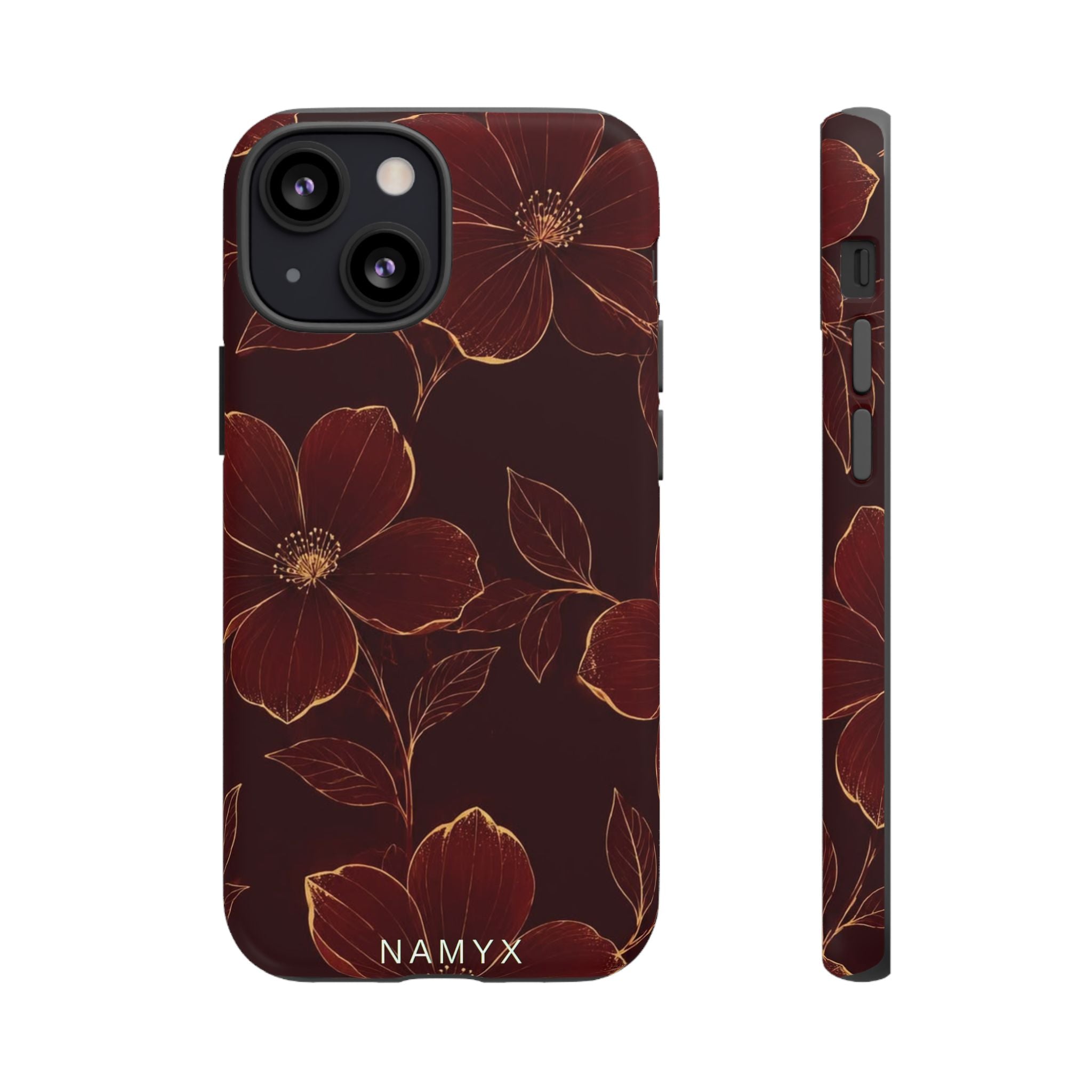 Floral Tough Case — Dark Red Botanical Phone Case