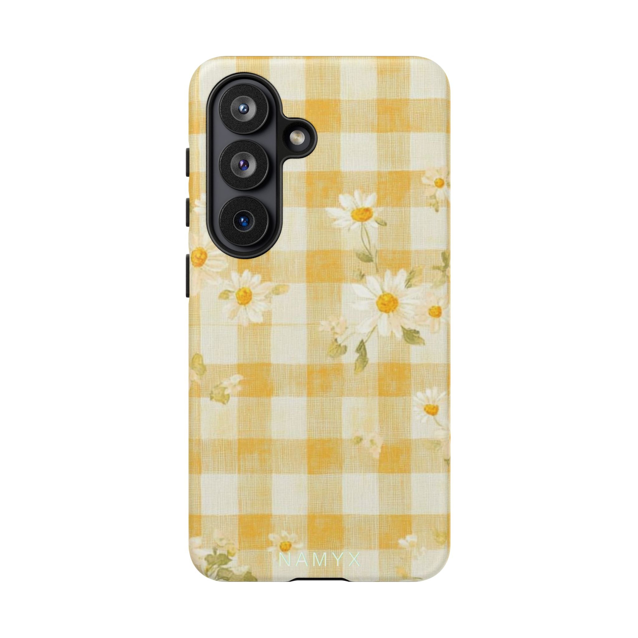 Daisy Gingham Tough Phone Case — Yellow Floral Protective Cover